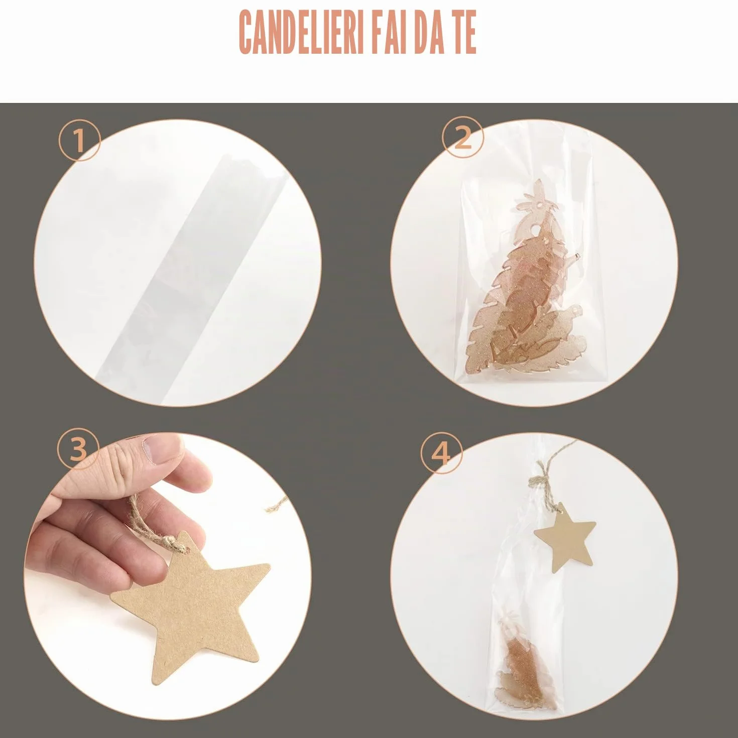 Sacchetti Cellophane Trasparenti per Alimenti 32 X 7 cm 100 Pezzi Bustine OPP Plastica con Etichette Regalo in Carta Kraft 20 Metri di Spago di Iuta per Caramelle Candele Gioielli