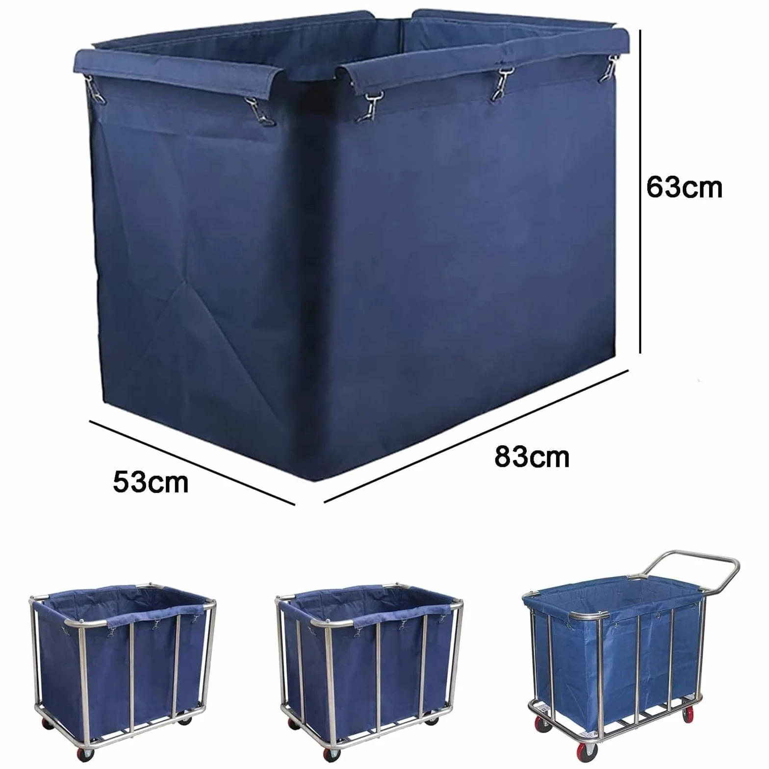 Borsa di ricambio per carrello della biancheria, borsa di ricambio per carrello portabiancheria commerciale rettangolare, cesto portabiancheria, 400 l, staccabile, impermeabile, in tessuto Oxford (B)