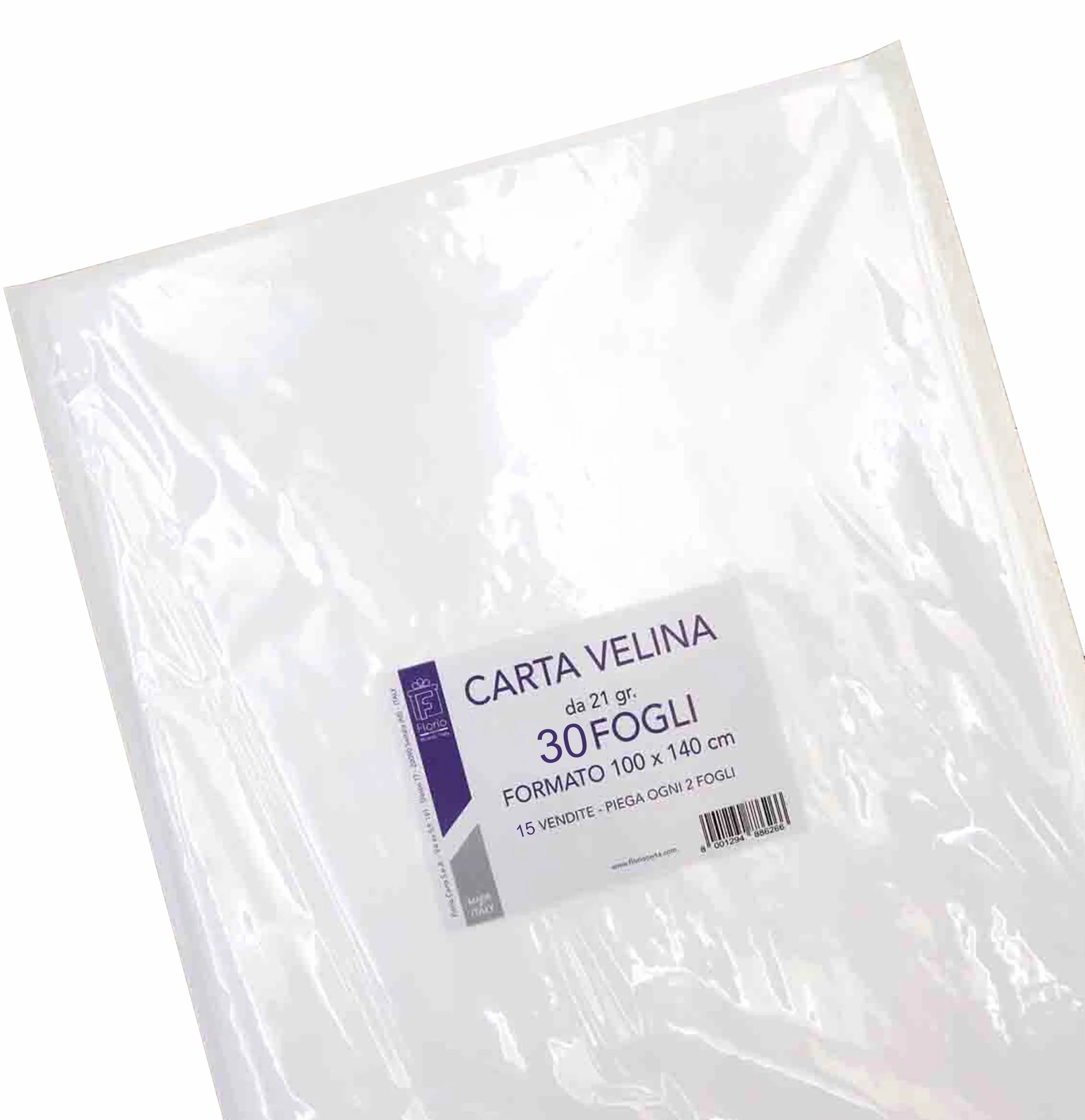 Florio Carta - Confezione da 30 Fogli di Carta Velina da 21 gr. Formato 100x140 cm | Colore Bianco | Multiuso