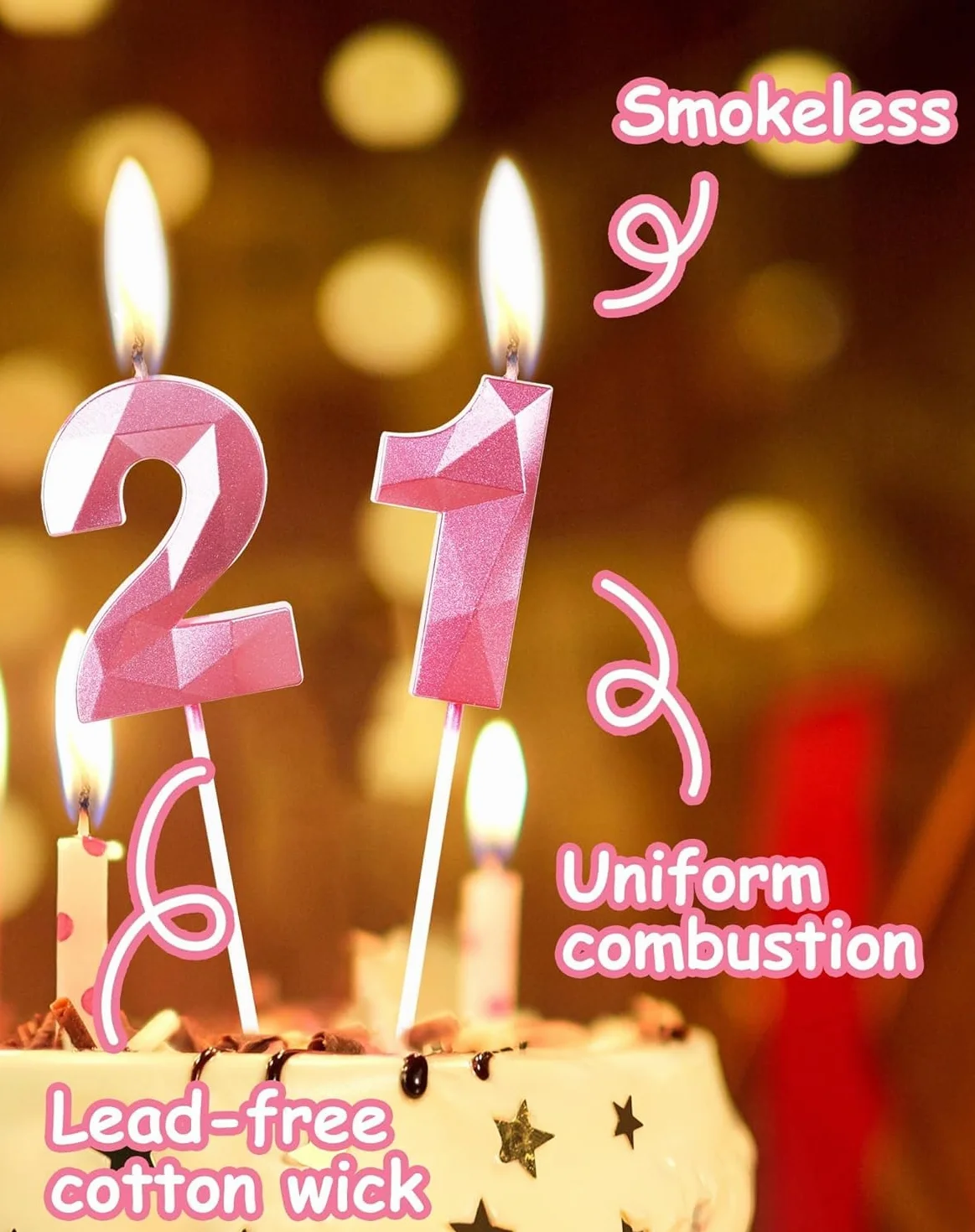 Candele per Torta Numero 33 Rosa, Candele Compleanno 33 Anni, Decorazione Torta Festa
