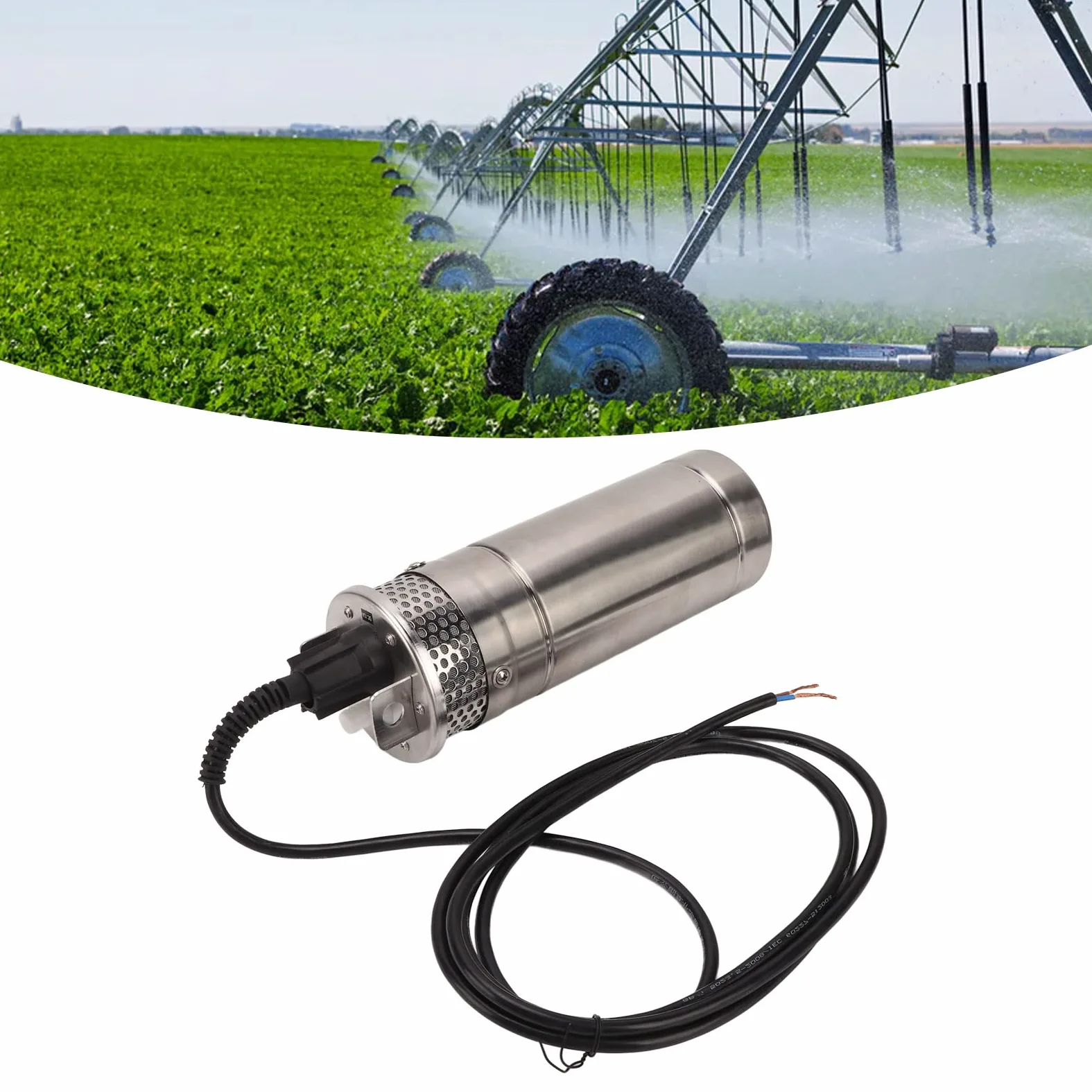 Fafeicy Kit Pompa Ad Energia Solare Pompa Sommergibile per Pozzo Profondo da 12 V con Potenza di 120 W Sollevamento di 230 Piedi Flusso di 3,2 GPM Corpo in Acciaio Inossidabile per (DC12V)