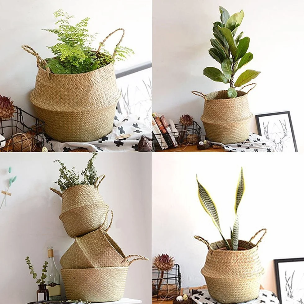 Cesta In Vimini Cesto Per Piante Cesto Di Fiori Intrecciati Con Alghe Per La Decorazione Domestica E La Conservazione(38cm x 33cm)