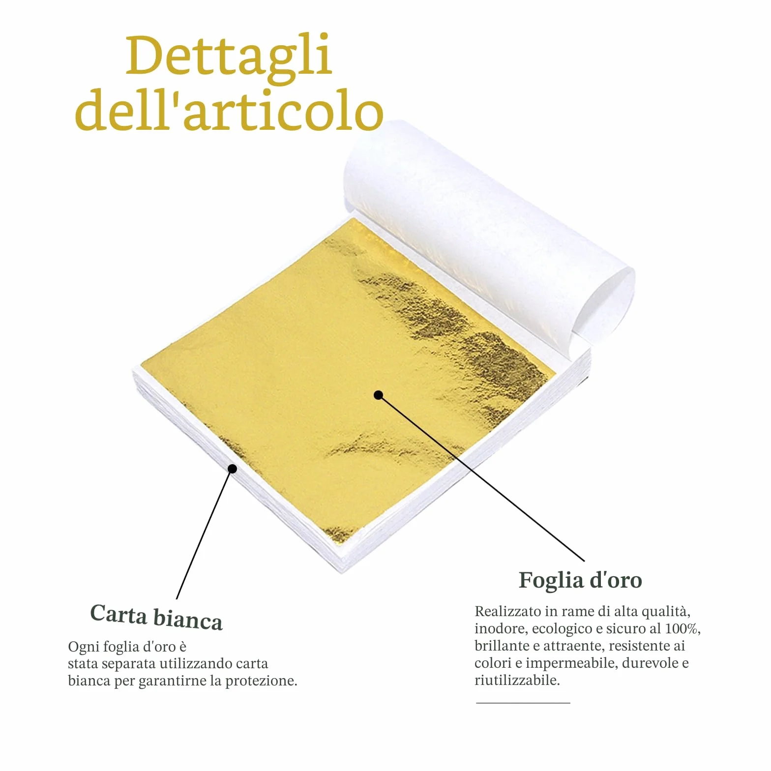 CATELL Foglia Oro Imitazione 300 Fogli 9x9cm Lamina d'oro per Doratura DIY Artigianato