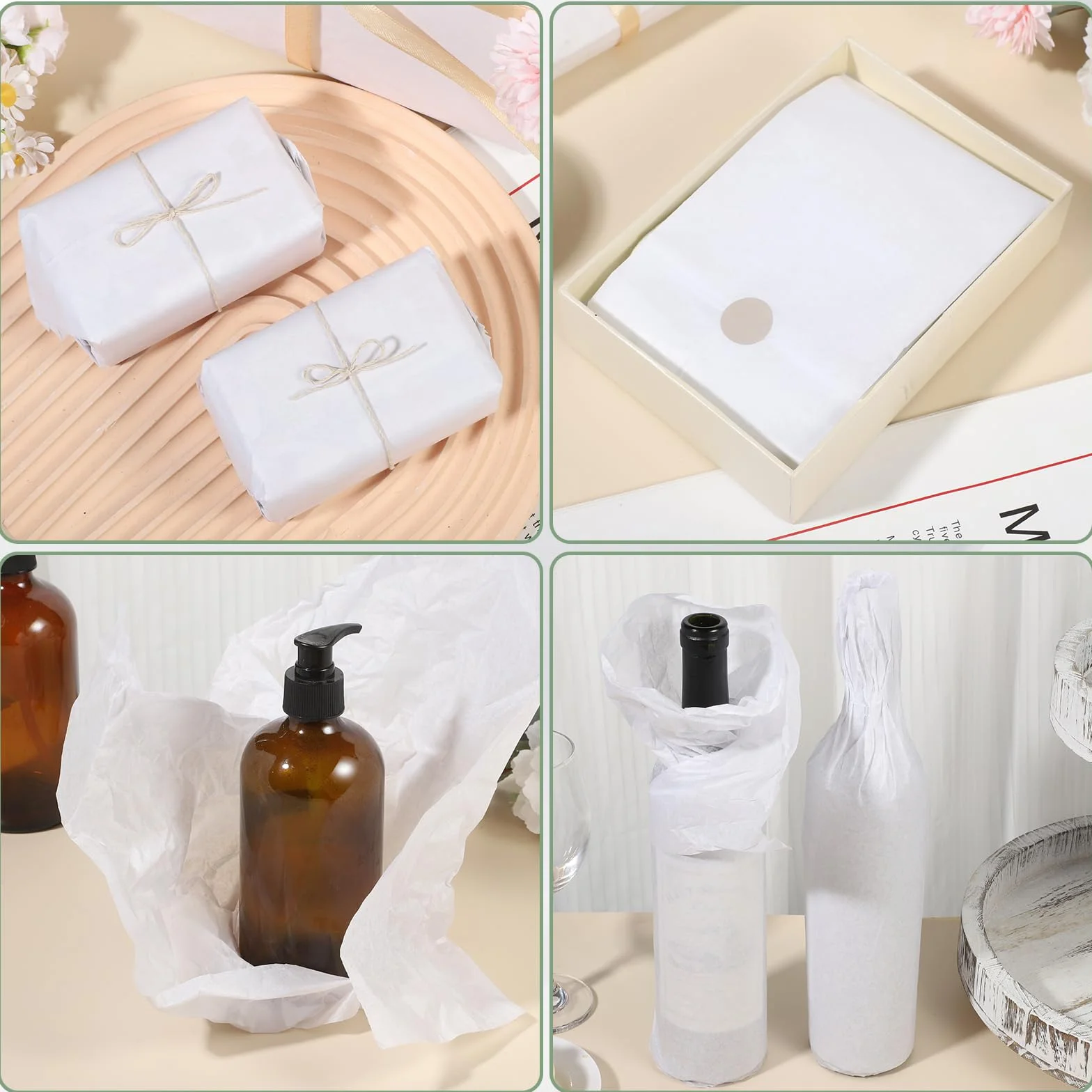 woric Set di 80 Fogli Carta Velina Bianca 50 x 35 cm per Imballaggio e Decorazione