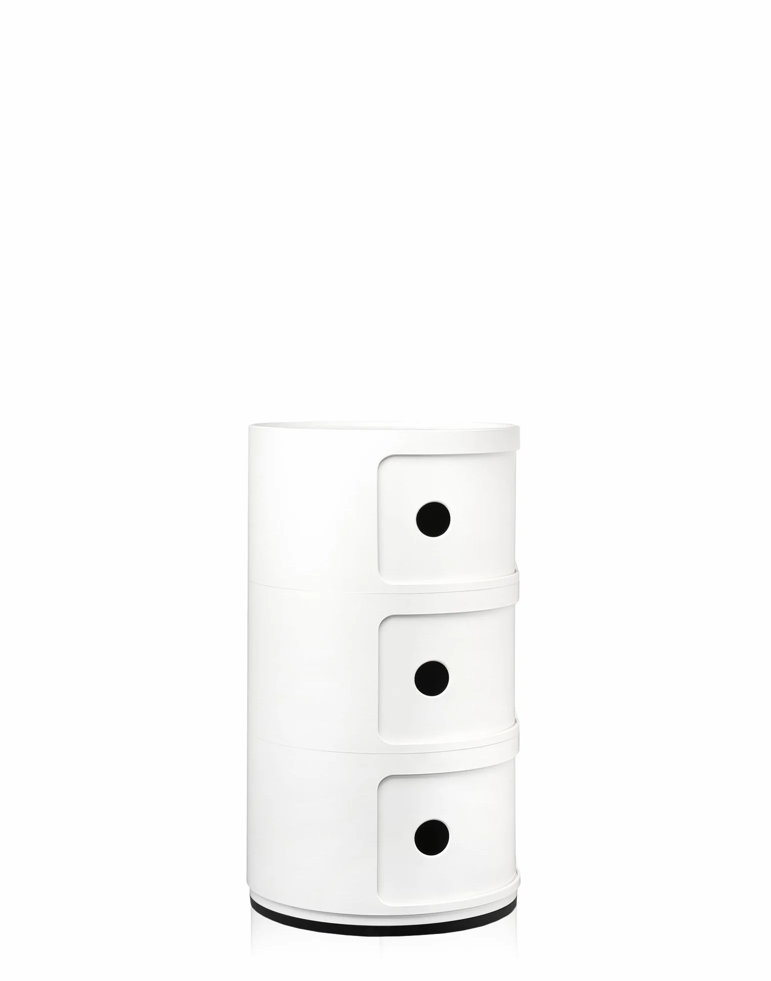 Kartell Componibili Contenitore 3 Elementi, ABS, Base Tonda, Bianco, 32 x 32 x 58.5 cm