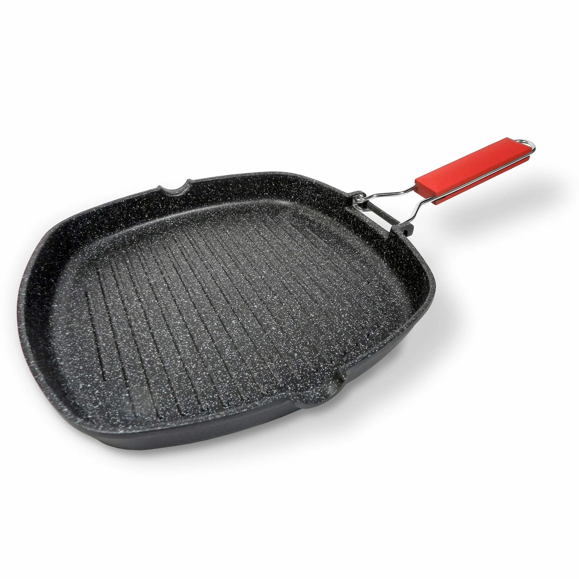 Moneta Bistecchiera antiaderente, 28x28cm Pro Grill con manico pieghevole anche per induzione
