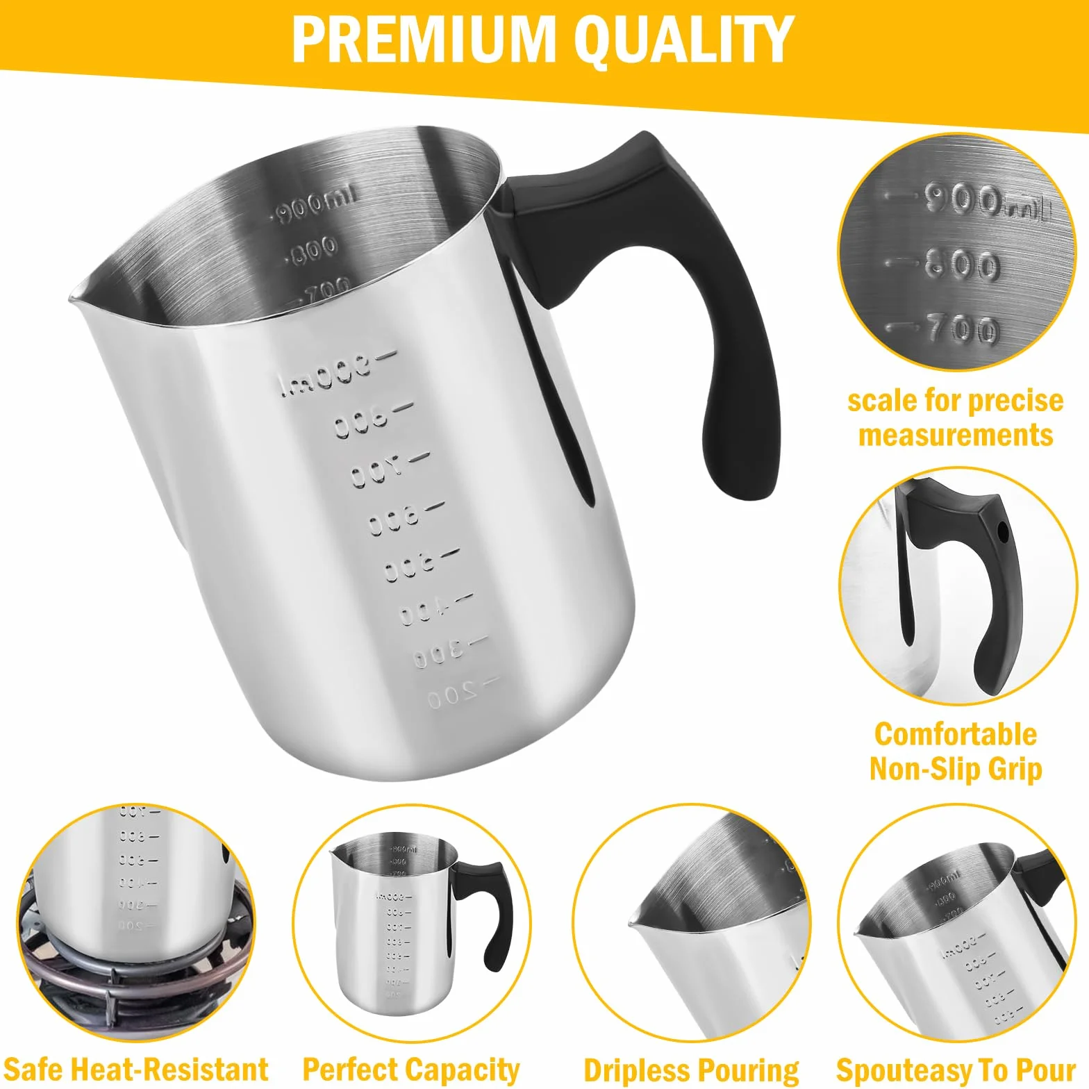 KILDOWS Pentola Sciogliere Cera 1000 ml per candela e Sapone, Kit per Fai Da Te candela, per Fare candela, Melting Pot, Fornelletto con Cucchiaio e Manico