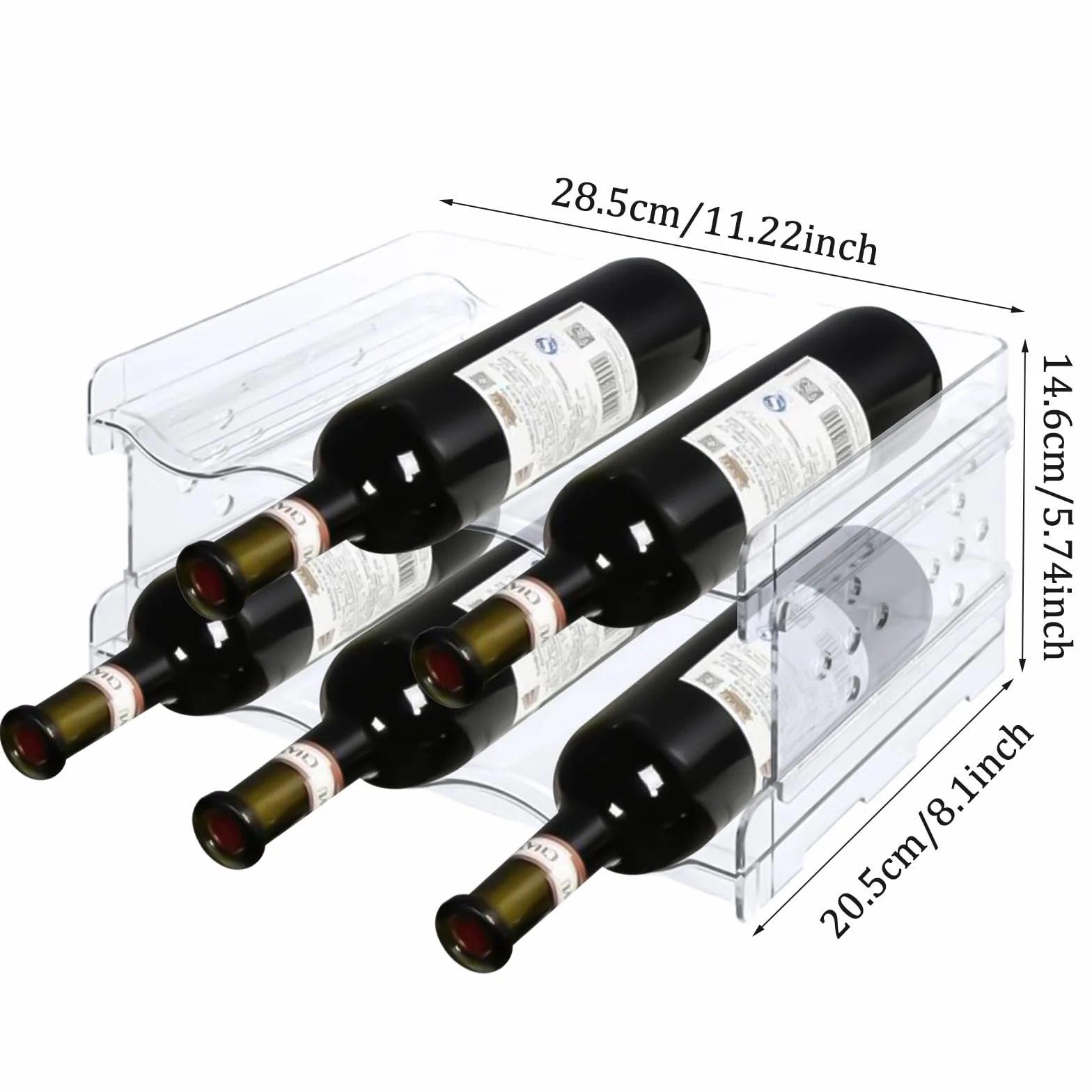 MXTIMWAN Portabottiglie Vino Impilabile per 6 Bottiglie, Scaffale per Cucina