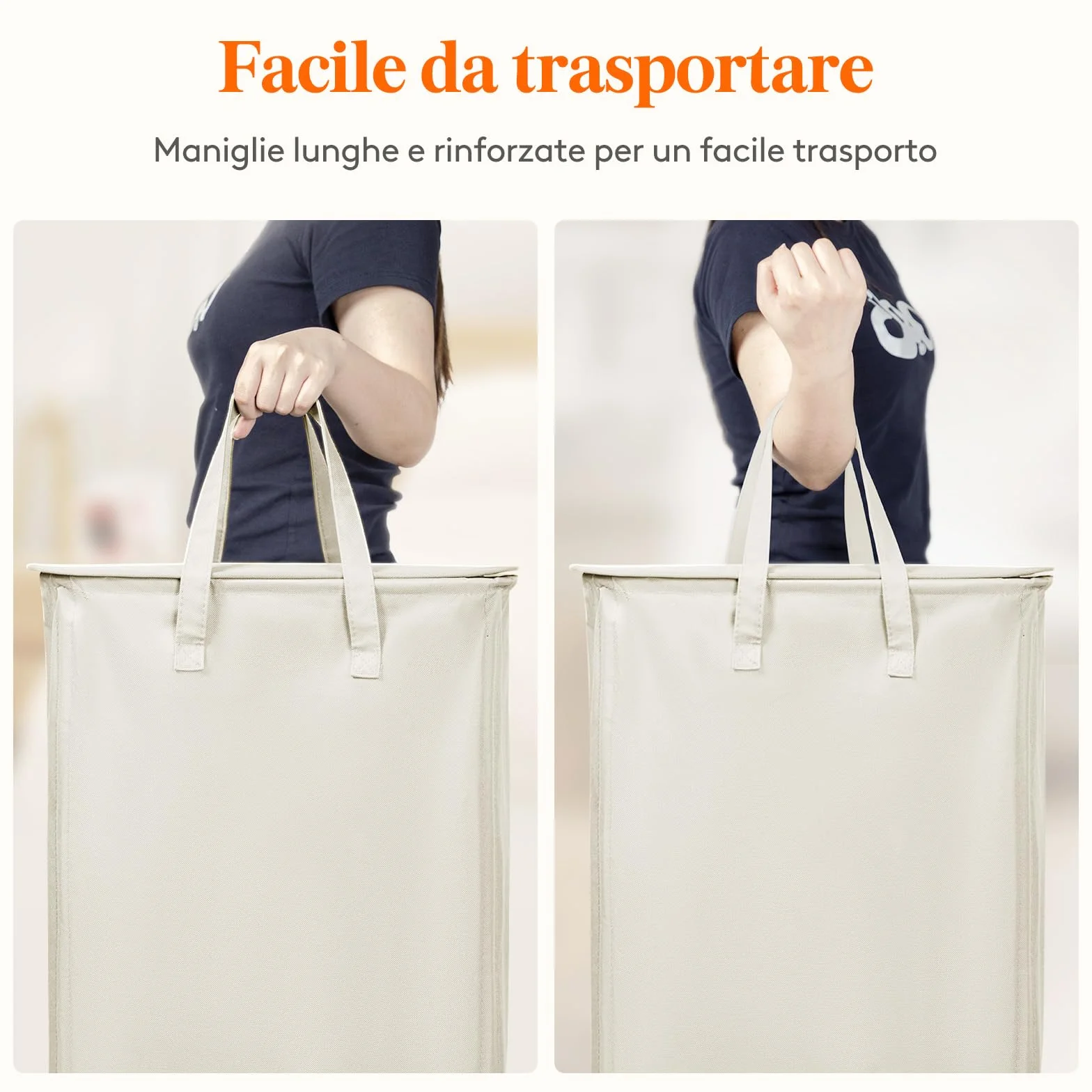 Lifewit Cesta Portabiancheria Salvaspazio con Coperchio, Cesto Biancheria Sporca Sottile con Manici, Portabiancheria Sporca Pieghevole per Camera da Letto, Bagno, Lavanderia, 65 L, Bianco