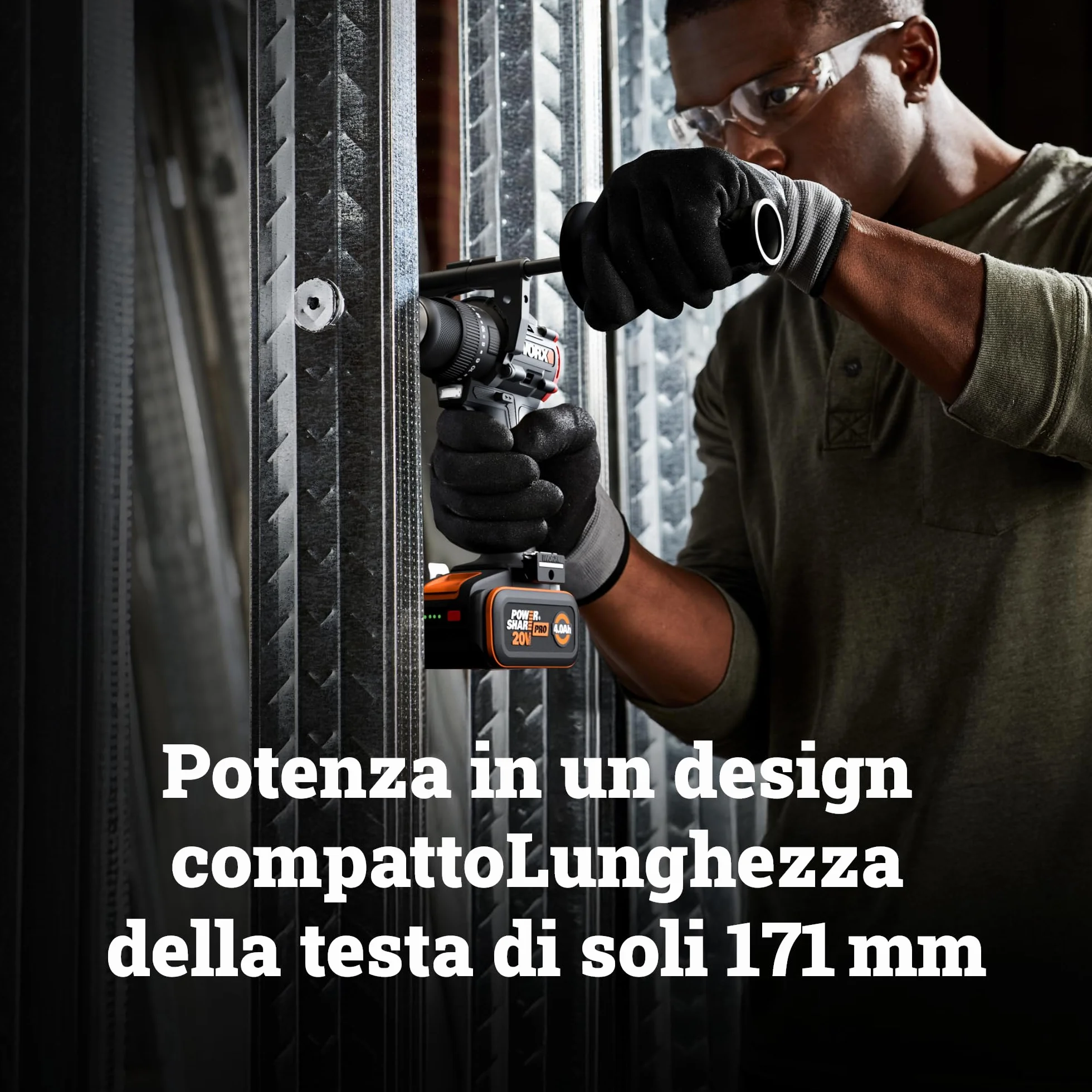 WORX WX356.9 - Trapano avvitatore a percussione a batteria, 20 V, coppia 85 Nm, motore brushless, compatto e leggero, foratura e viti rapide, senza batteria e caricatore