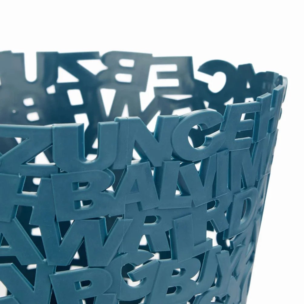 Balvi Cestino Letters Colore Blu Cestino Originale di Design con Lettere Ideale per uffici, casa e sc