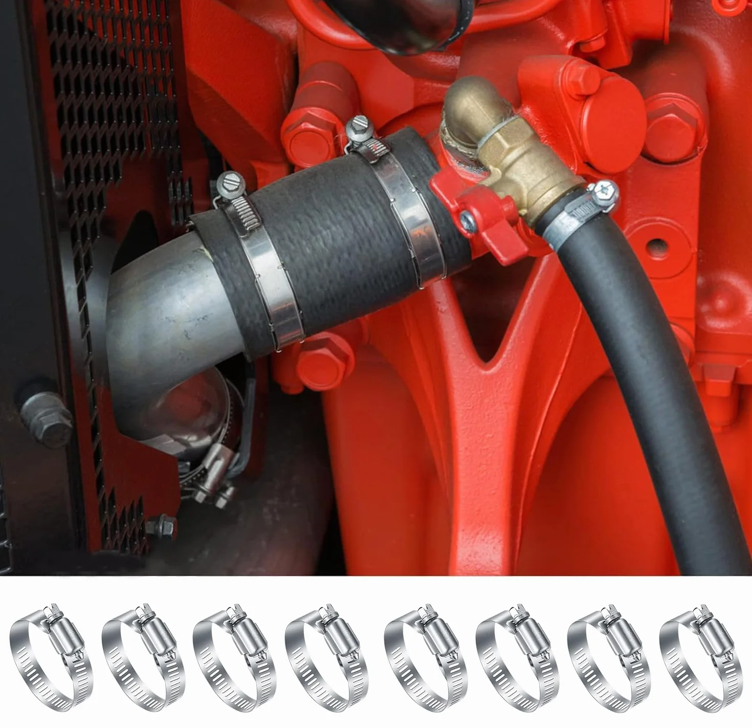 8 Pezzi Fascette Stringitubo Set, Fascetta Stringitubo Regolabile 40-63mm, Fascette Metalliche, Fascette a Vite in Acciaio Inox, per Lavatrice, Tubi Piscina, Giardino, Tubi Gas, Acqua, Auto