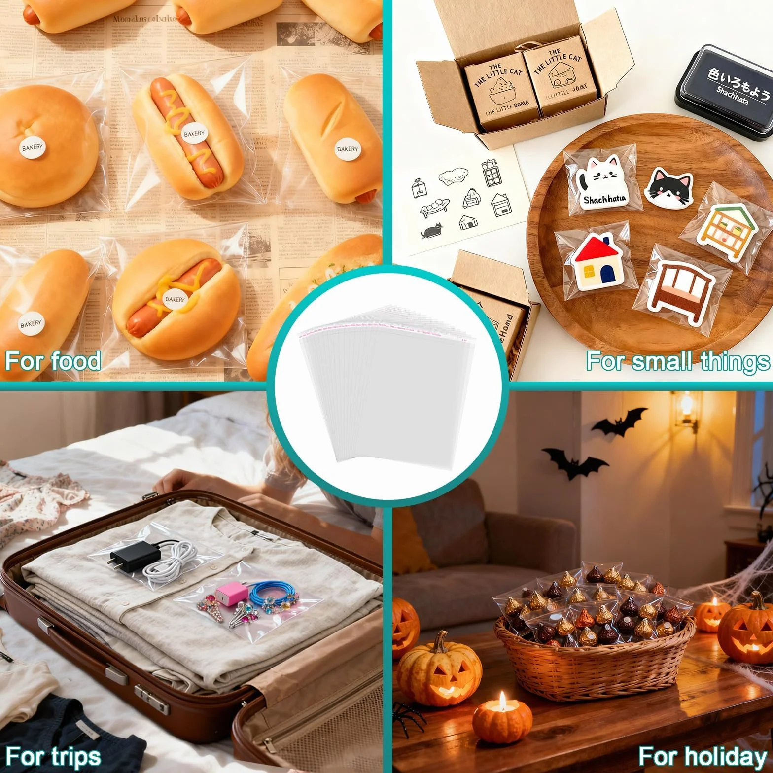 200 Pezzi Sacchetti di Cellophane Bustine Trasparenti Adesive 7x8cm Piccoli Scchetti di biscotti trasparenti forno biscotti, caramelle gioielli, saponi biglietti e forcine Matrimoni Pasqua