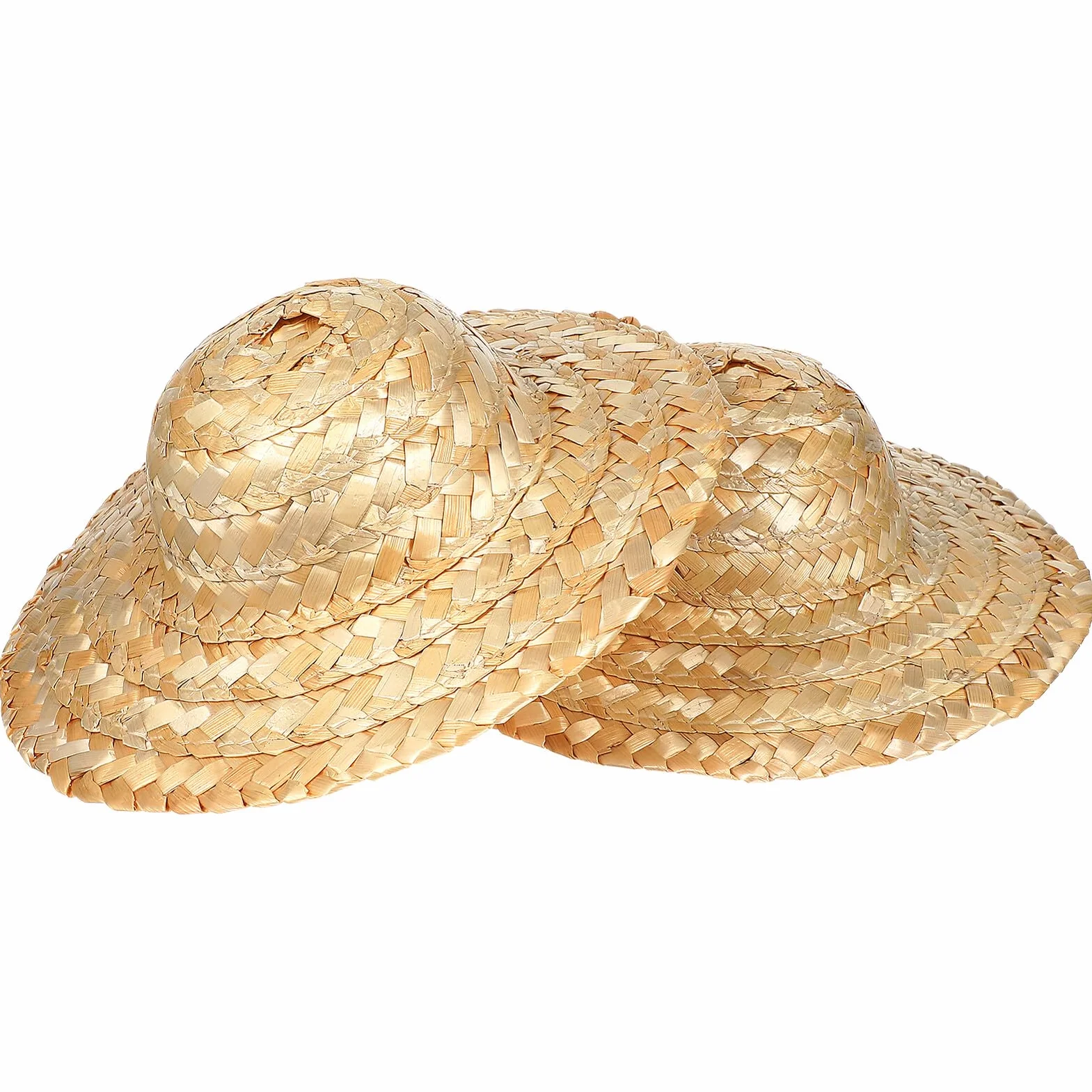 Mini Cappelli di Paglia Intrecciati Fatti a Mano, Ornamento Decorativo per Bambole, Accessori Fotografici Artigianali, Set da 2 Pezzi da 8 Pollici per Decorazione Fai-da-te