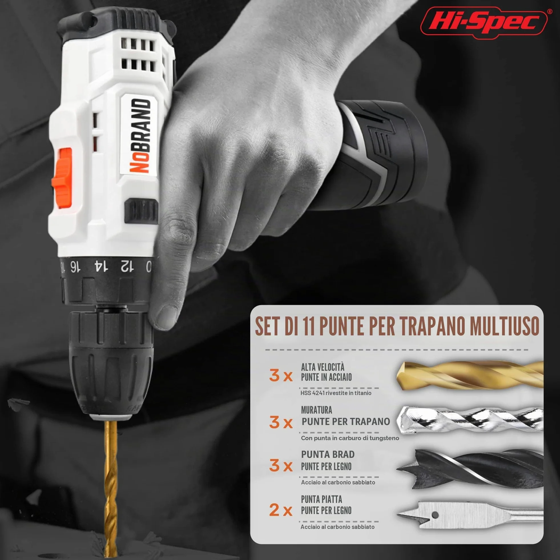 Hi-Spec Trapano Avvitatore 12V, Kit Casa e Ufficio | montaggi e riparazioni più rapidi, controllo facile e uso intuitivo, design leggero per lavorare senza fatica, 49 pc