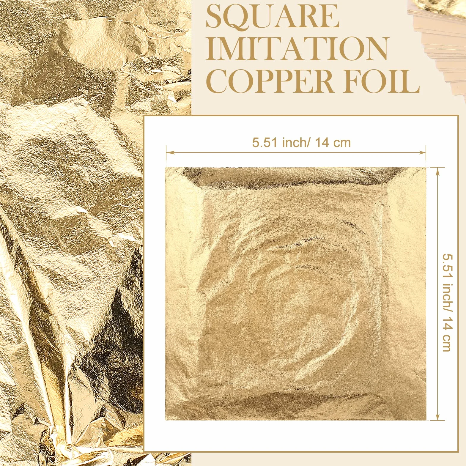 100 Fogli Foglia d'Oro d'Imitazione per Arte, Doratura Artigianale, Decorazione, 14 per 14 cm