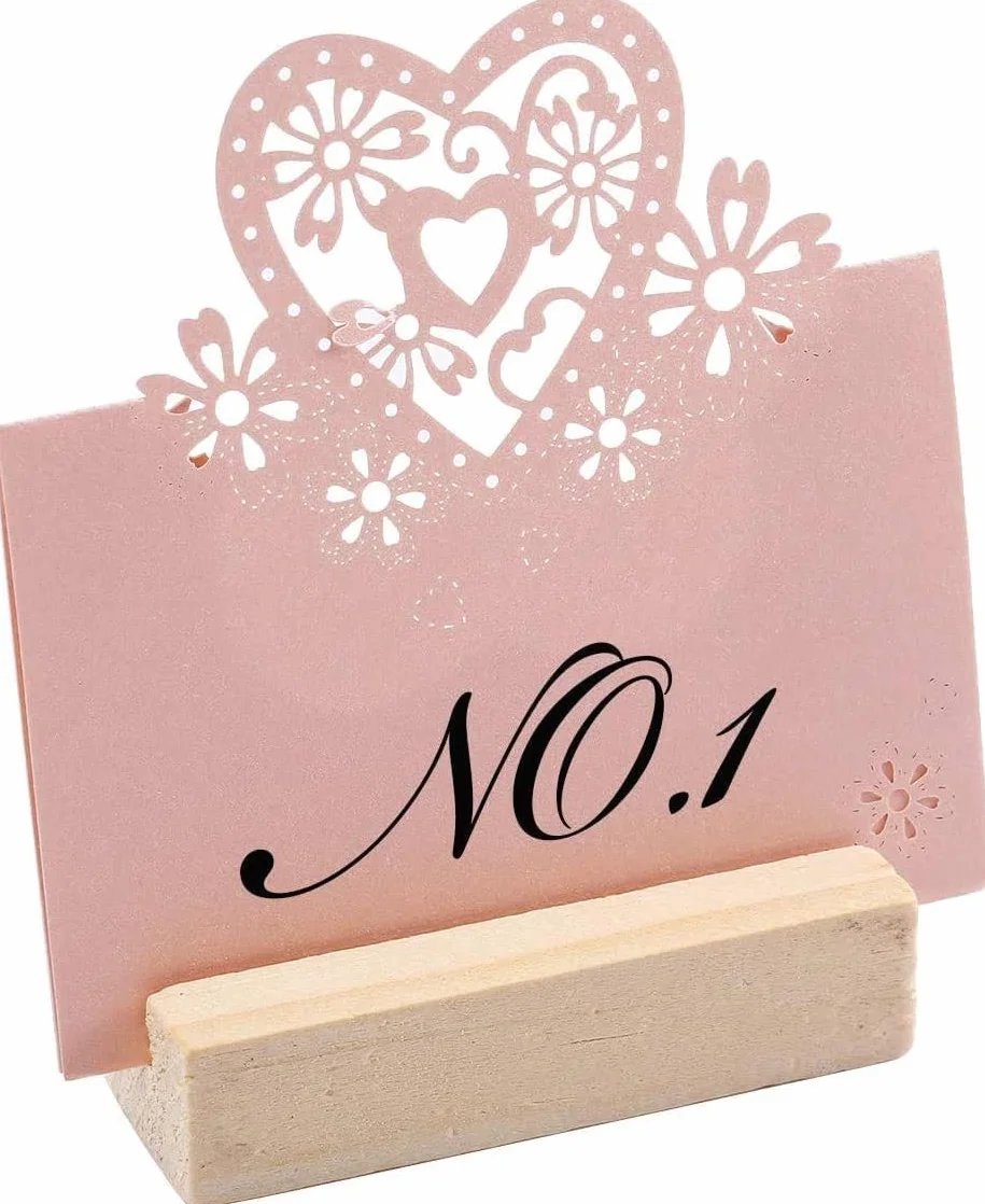 Voarge 20 Pezzi Supporto per Carte da Tavolo in Legno, Supporto per Numero di Tavolo, Supporto per Segnaposto, Targa con Nome, Supporto per Foto, Decorazione per Matrimonio