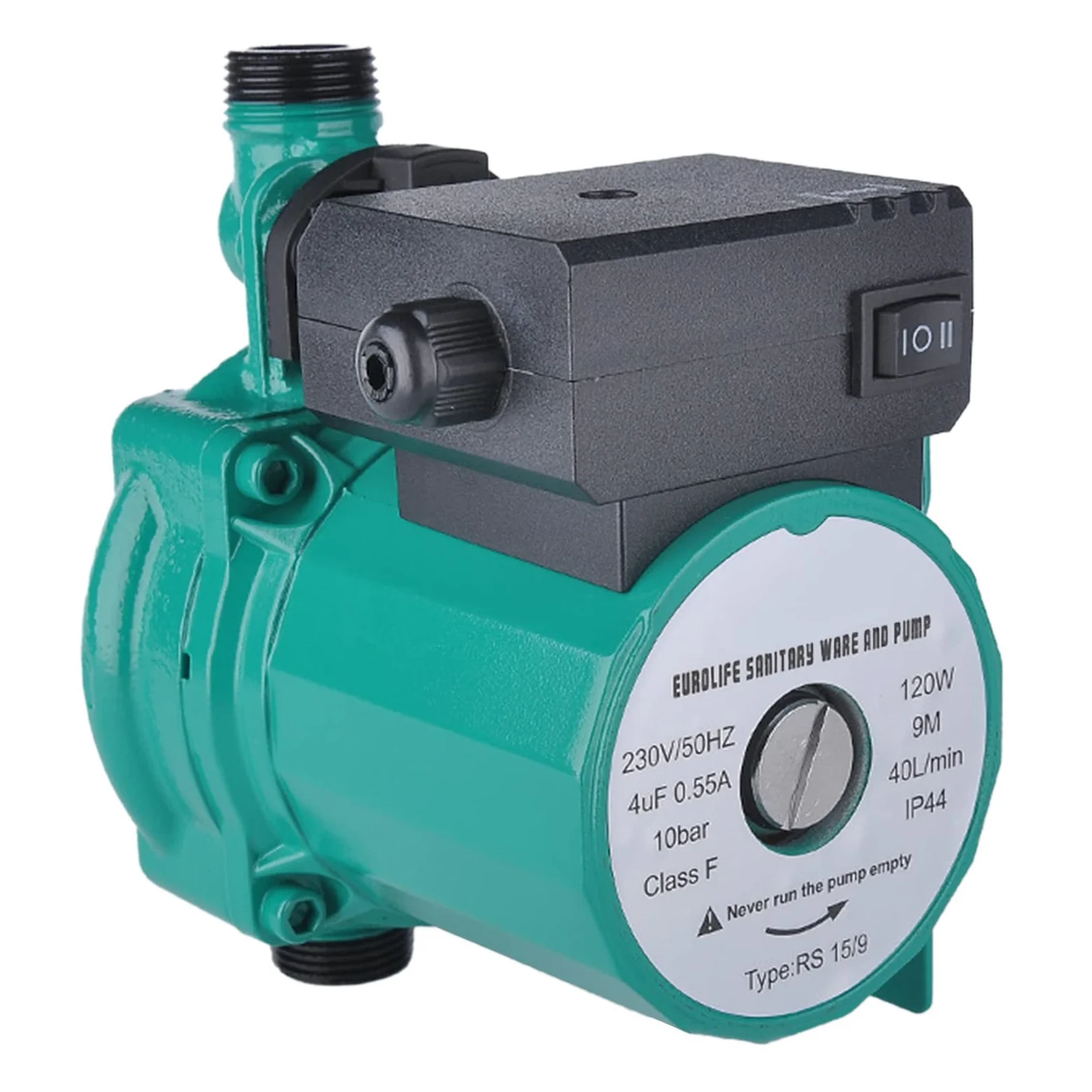 Pompa di Circolazione RS15/9, Pompa di Ricircolo Dell'acqua Calda, Pompa Booster Silenziosa Impermeabile 220V 50Hz IP44 Per Impianto di Riscaldamento