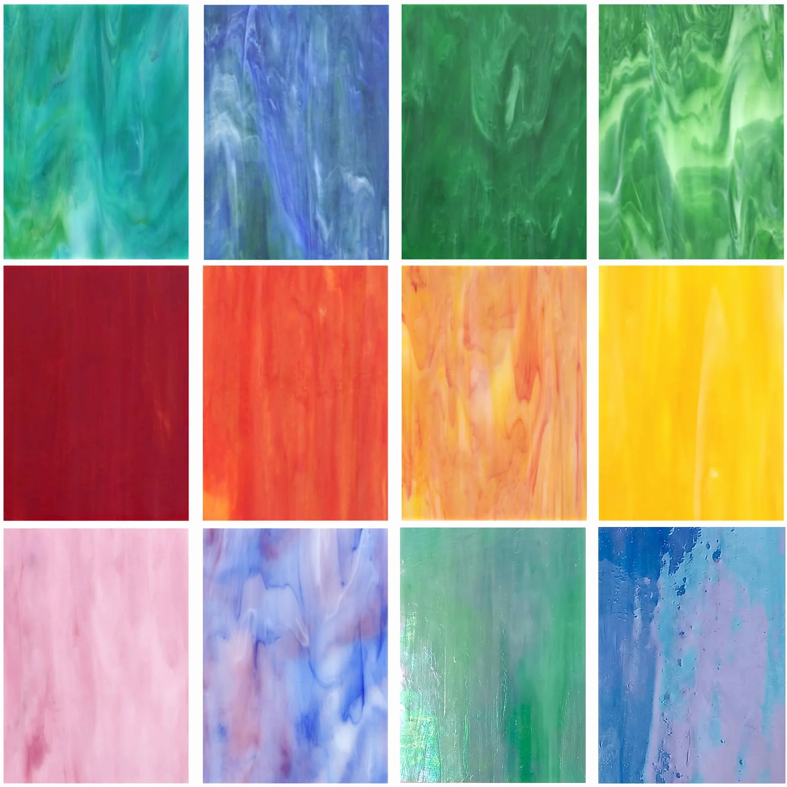 12 fogli di vetro colorato, 10 x 15 cm, colori brillanti, set di piastrelle in vetro per progetti fai da te, mosaico variegato, mosaico colorato assortito per la decorazione della casa