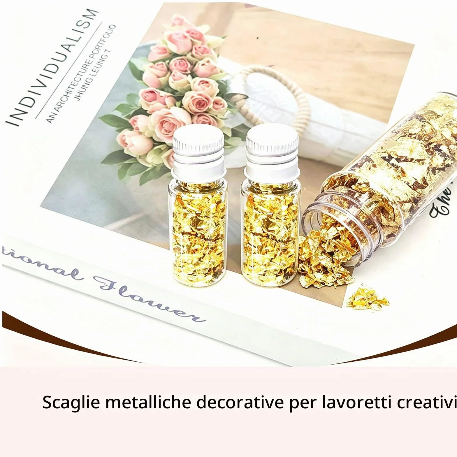 SovZovy 2 Bottiglie Schegge di Foglia d'Oro Decorazione Multifunzionale per Torte e Cucina