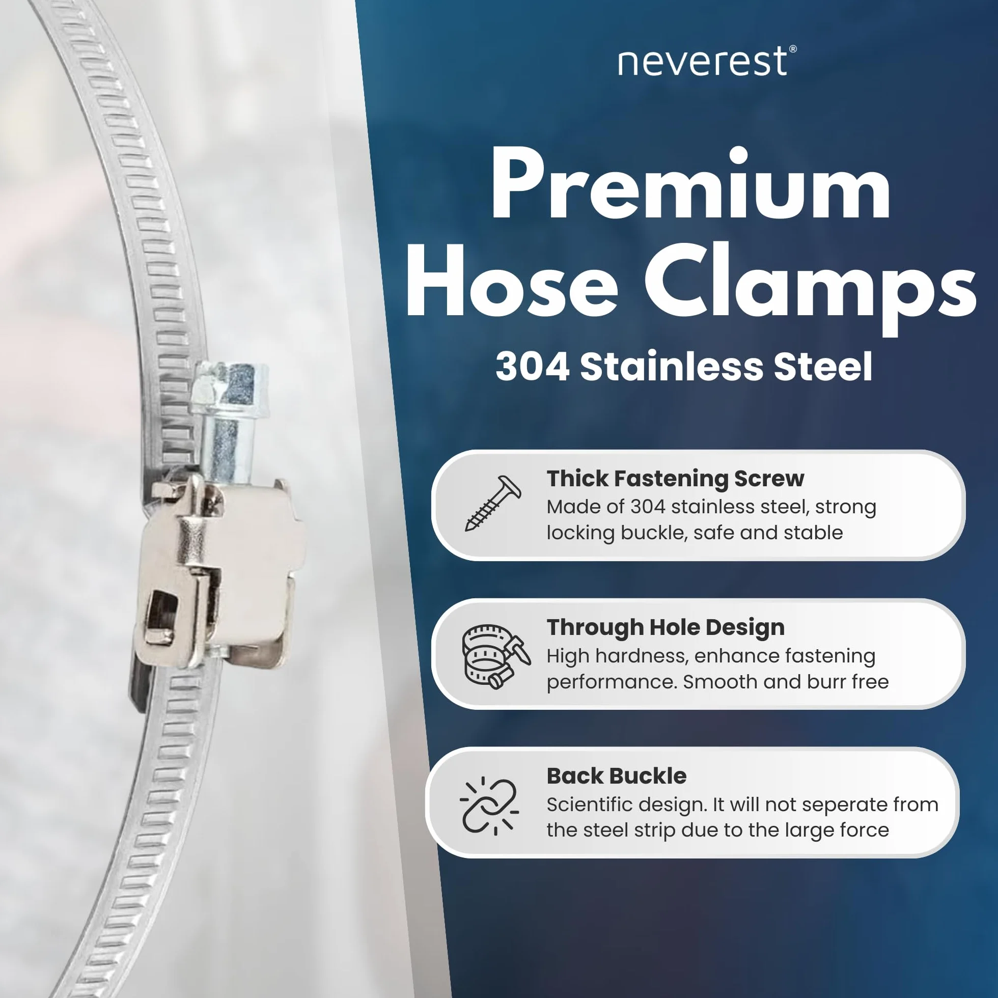 neverest® Set di 2 fascette stringitubo professionali in acciaio inox, 150 mm, fascetta stringitubo con attacco a vite per asciugatrice, tubo di scarico, tubo in alluminio flessibile, ventilatore di