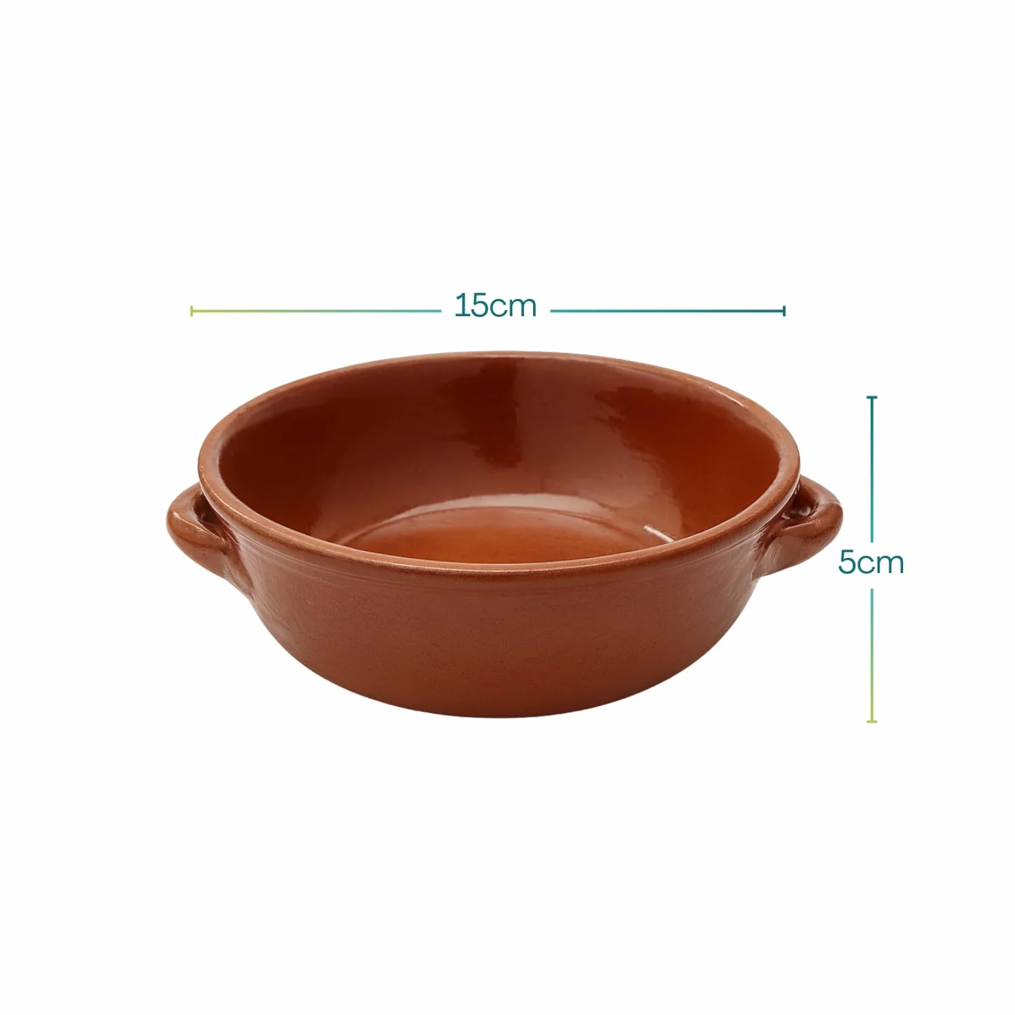 Virsus 6 Tegamini in Coccio Monoporzione 15x5 cm Ciotole in Terracotta con Maniglie Forno