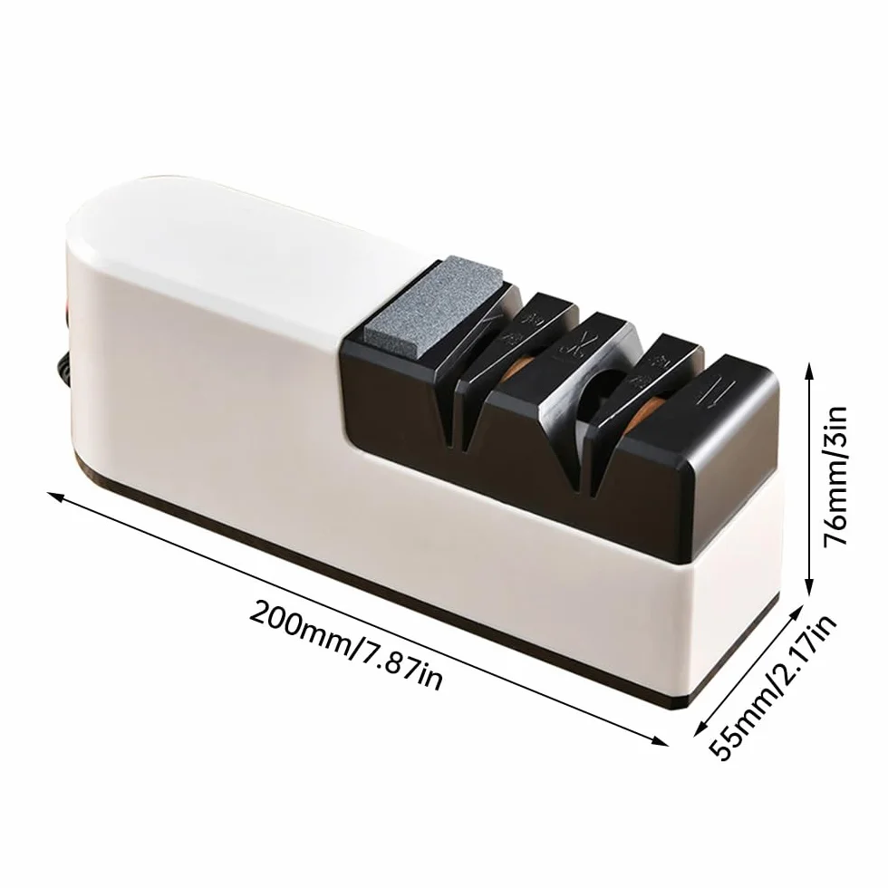 Affilacoltelli elettrico ad alta precisione per uso domestico con ricarica USB, struttura in ABS e pietra diamantata professionale per un rapido ripristino della lama e un'affilatura fine per coltelli