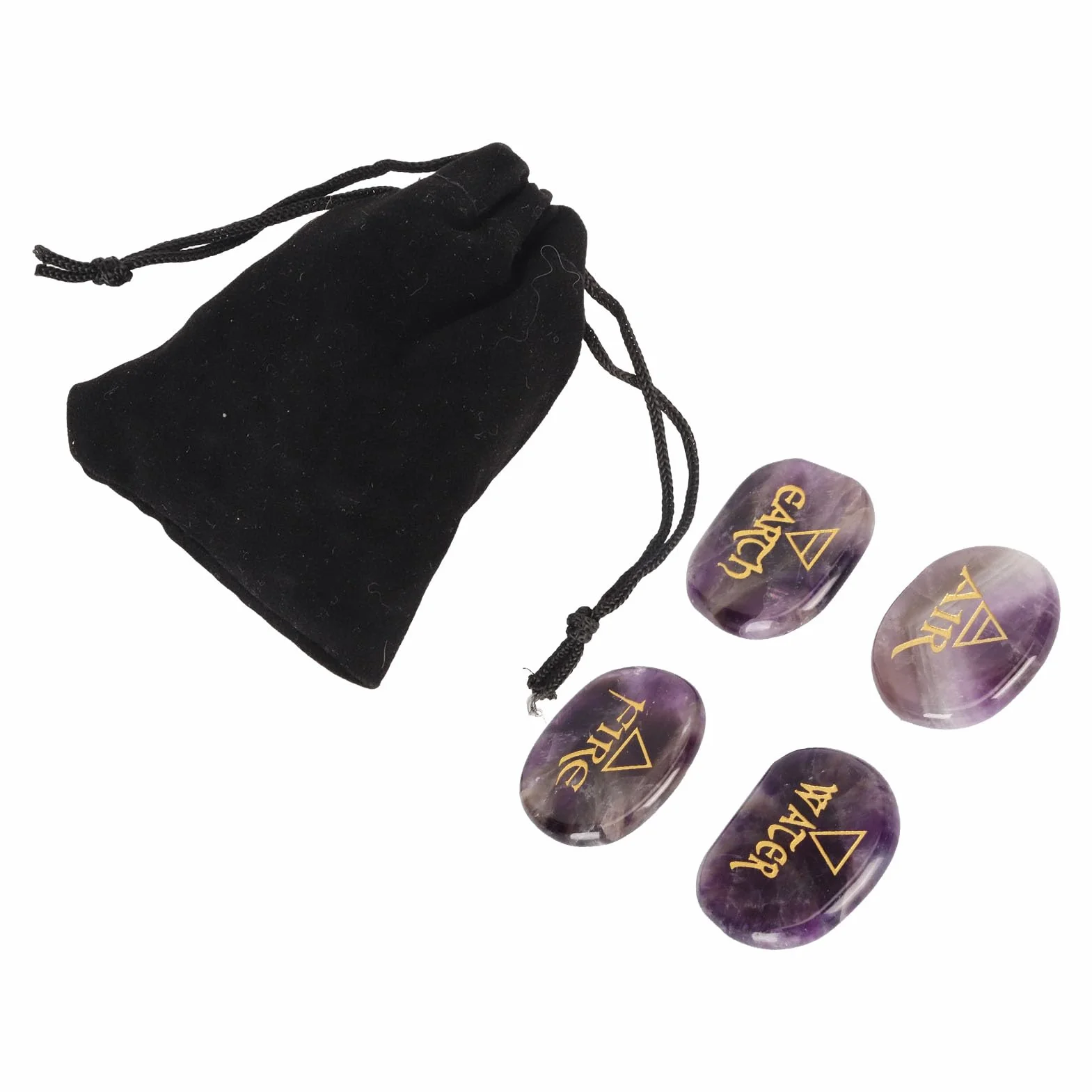 Set di Pietre Runiche Viola Lucidate per Meditazione e Rituali Reiki Confezione 4 Pezzi
