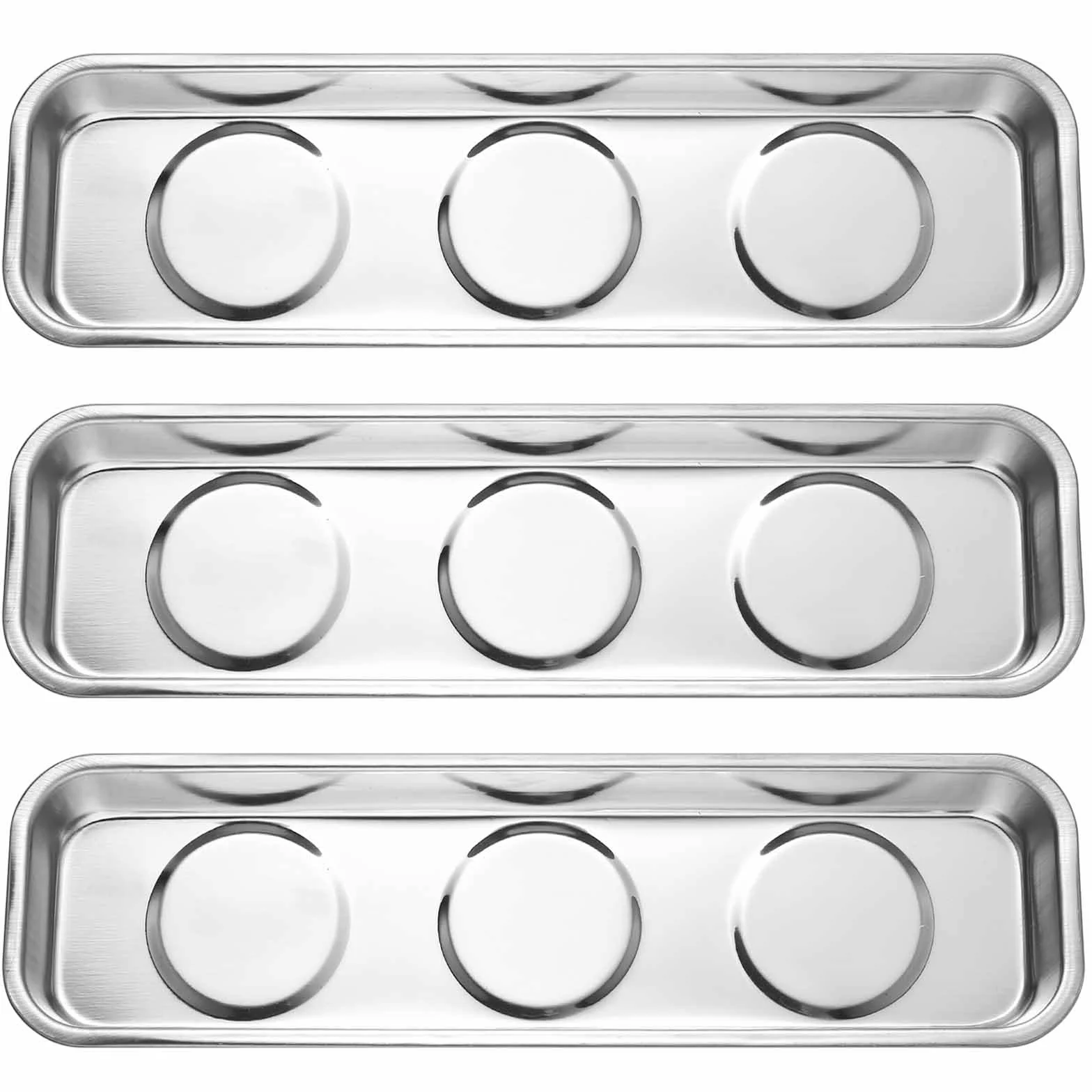 3 Pz Vassoio Magnetico in Acciaio Inossidabile, Vassoi Magnetici in Acciaio Inox, Vaschetta Magnetico per Dadi e Bulloni Utensili in Metallo Strumento (22,6 x 6,5 cm)