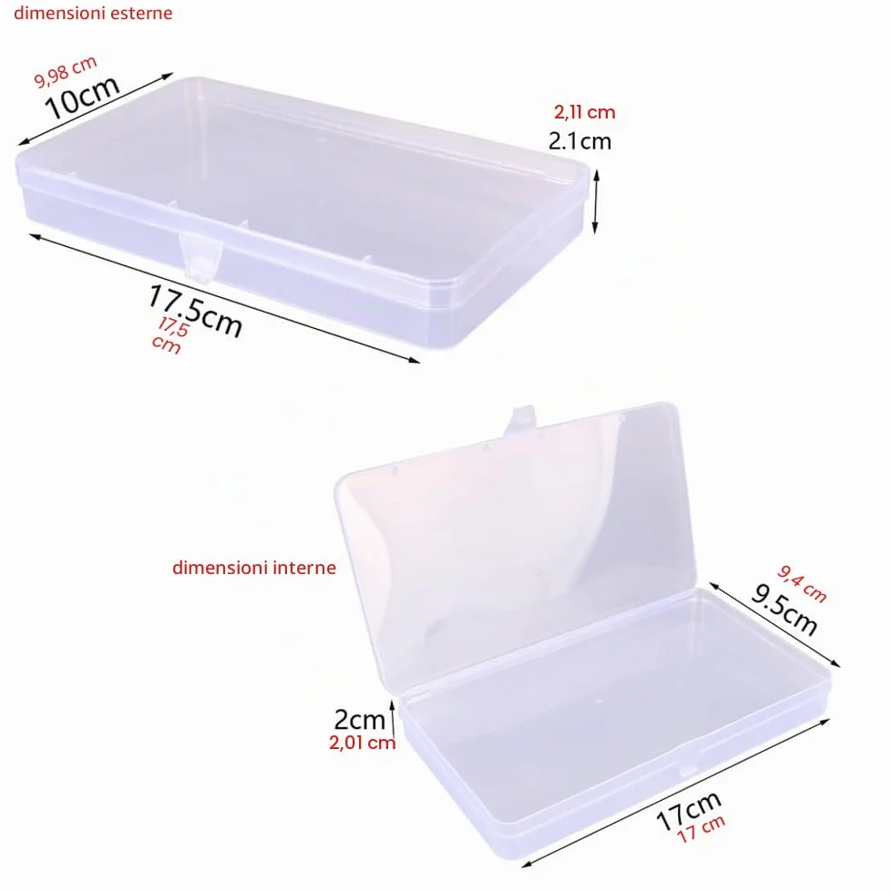 Gebildet 8 Pezzi Contenitori Portaoggetti in Plastica Trasparente Rettangolare Dimensioni Miste