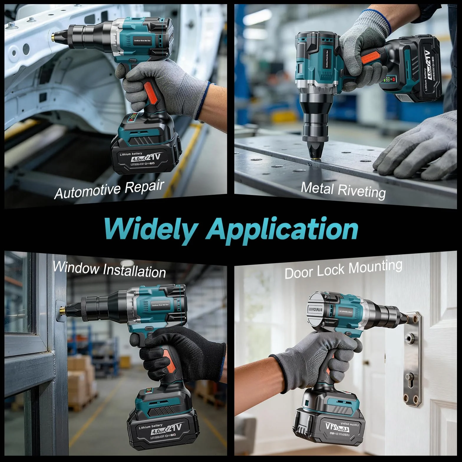 Yofuly Rivettatrice per Inserti Filettati a Batteria Compatibile Makita 18V con 2 Batterie 4.0Ah, M6 M8 M10
