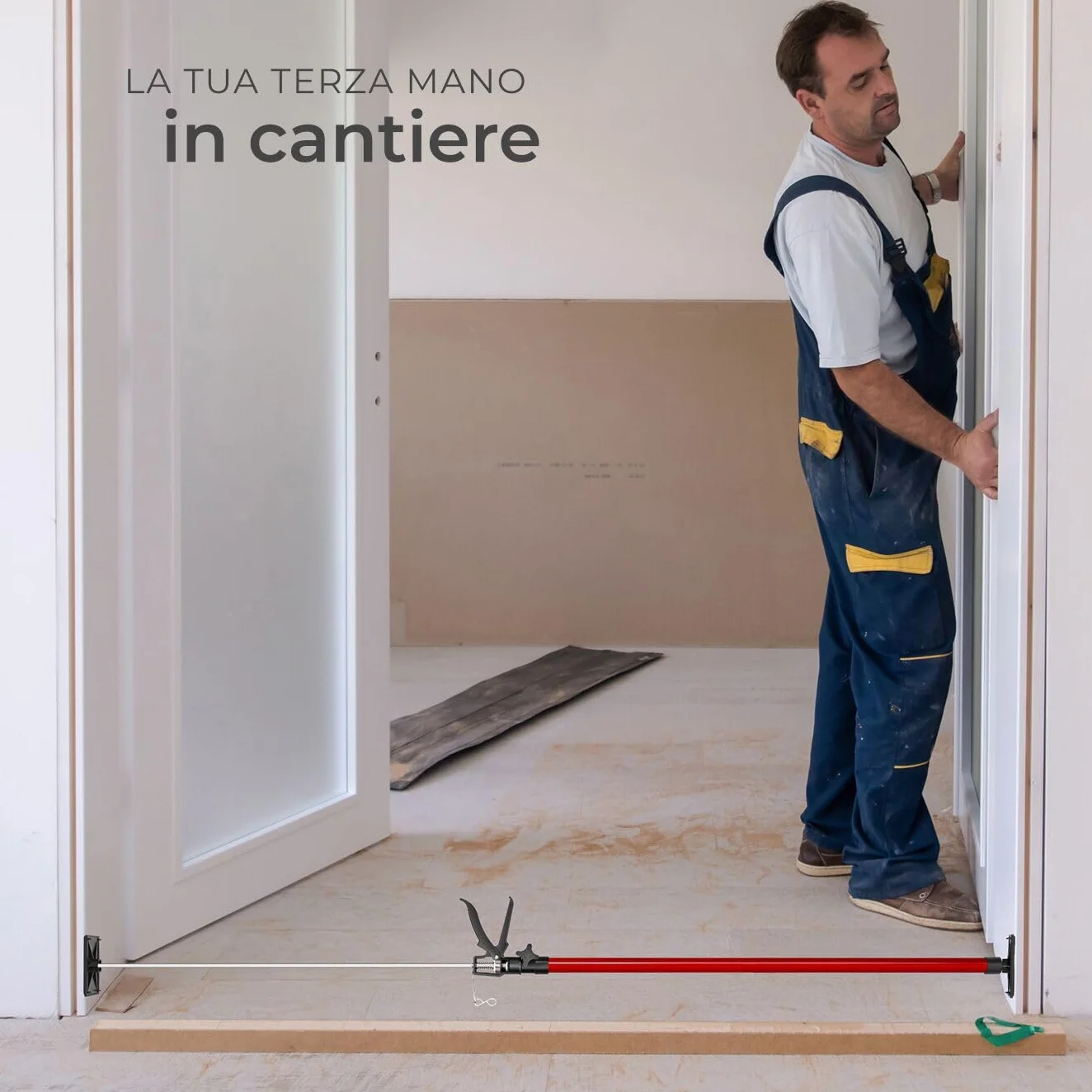 tectake® 2 Puntelli telescopici regolabili 20x8x115cm, Set 2 Pezzi Asta Telescopica fino a 290 cm, Portata 30 kg cad., Piastra di supporto antiscivolo, Supporto Solai, Cartongesso, Edilizia - Rosso