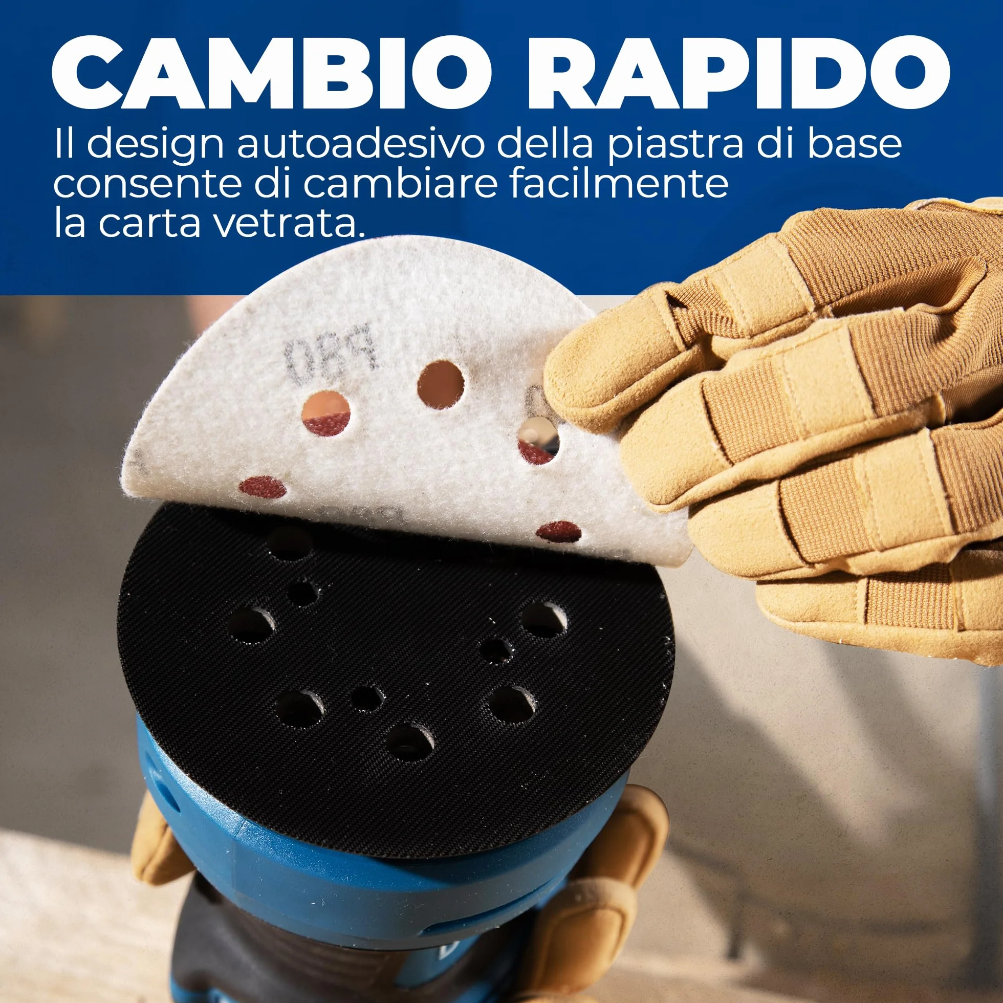 Dong Cheng Levigatrice eccentrica 380 W 125 mm 6 vel. 8000-12800 giri/min con depolveratore 20 dischi abrasivi
