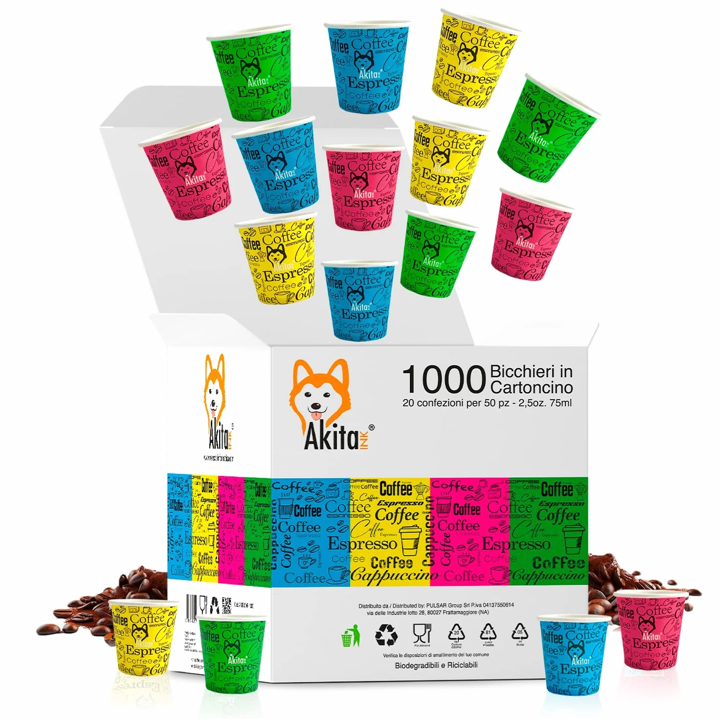 Bicchierini caffè 75 ml biodegradabili biocompostabili usa e getta ecosostenibili