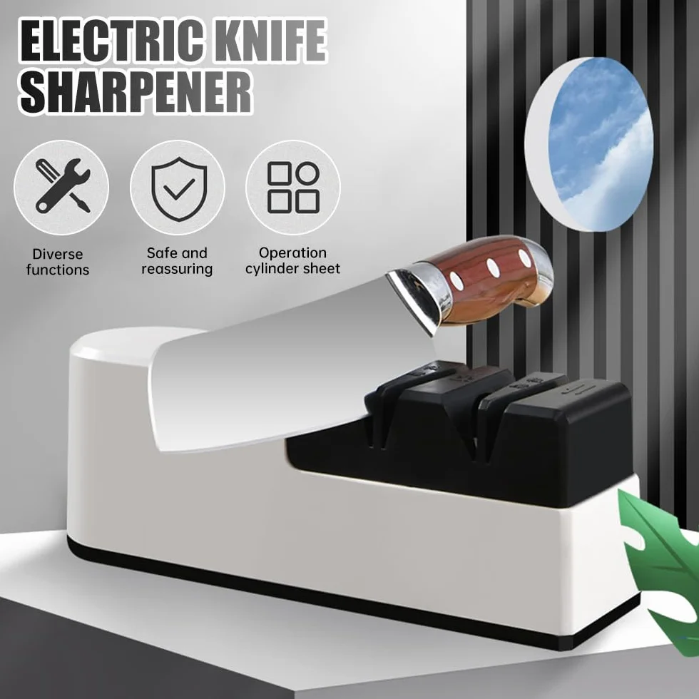 Affilacoltelli elettrico ad alta precisione per uso domestico con ricarica USB, struttura in ABS e pietra diamantata professionale per un rapido ripristino della lama e un'affilatura fine per coltelli