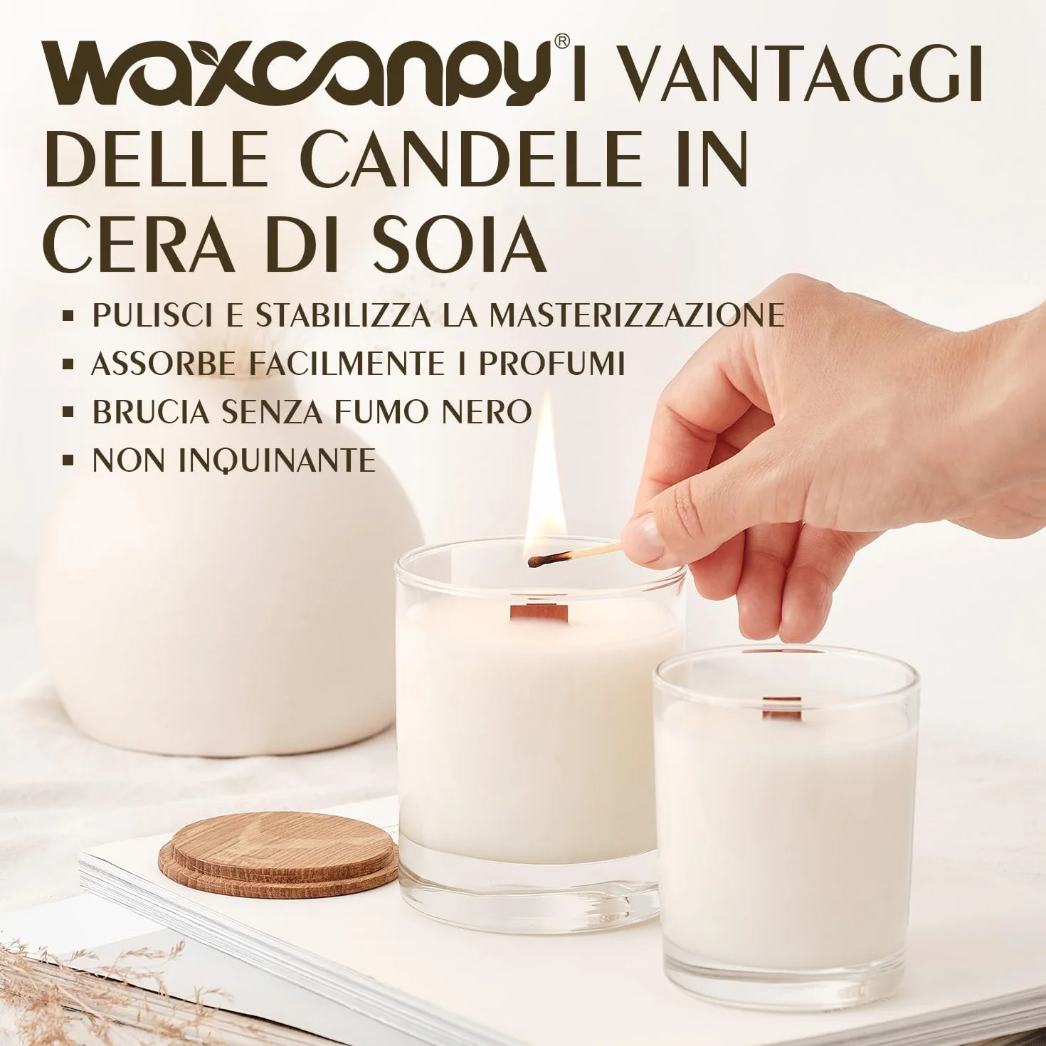 Cera di Soia per Candele, Cera per Candele di Prima Qualità 5kg di Waxcanpy, Cera per Candele Fai Da Te, Cera di Soia 100% Naturale per La Produzione di Candele Fai Da Te