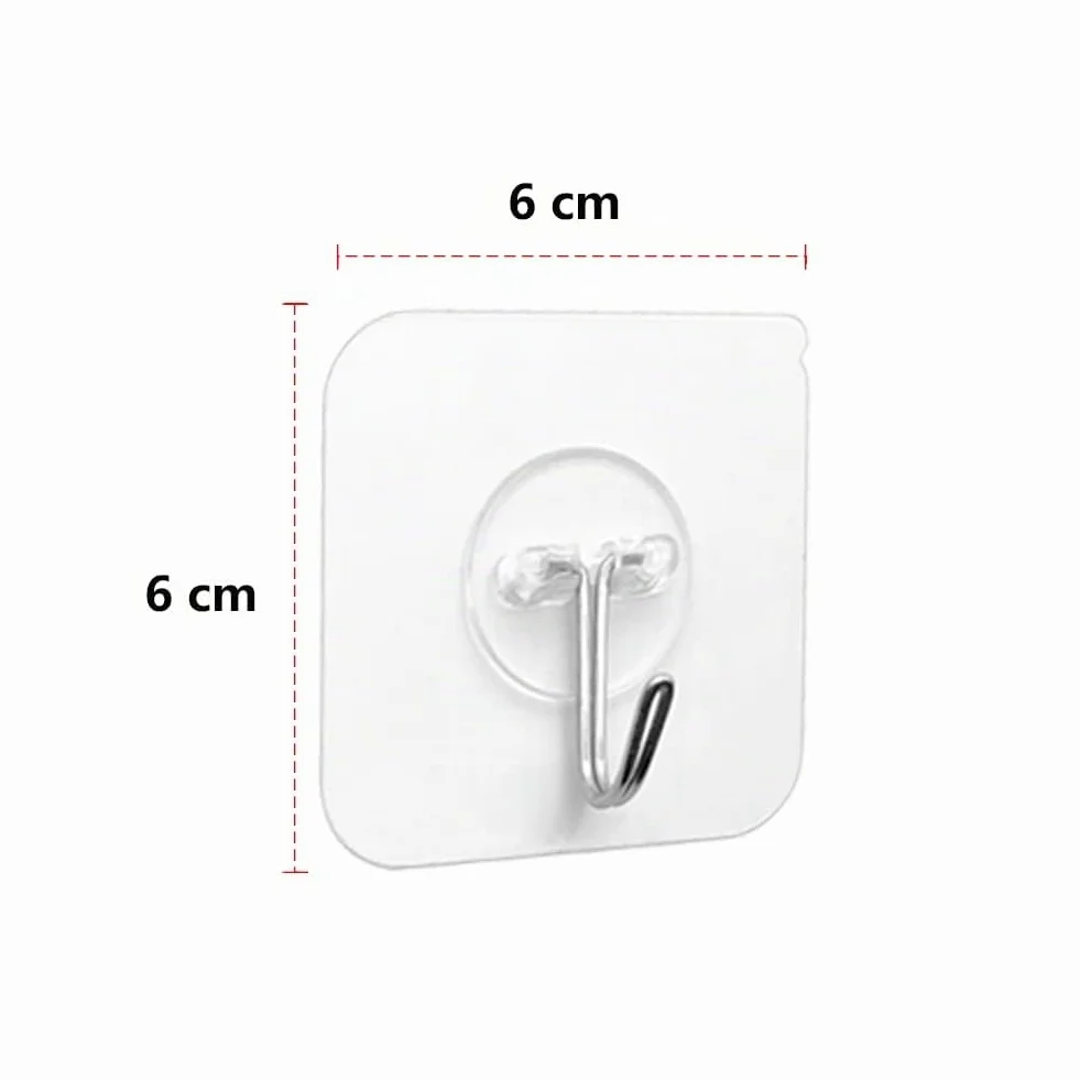 PaiLeWei Gancio Adesivo - 6 pezzi Autoadesivi Ganci Adesivi Trasparenti 5 kg (max), per Bagno, Cucina, Soffitto, Appendere, Parete, Porta, Accappatoi, Portasciugamani (6 Pezzi)