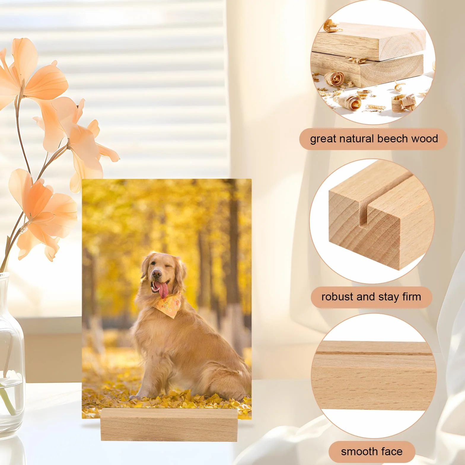 Set di 20 pezzi di portacartoline in legno, portabiglietti da visita in legno 10×3×2cm con spazio di 3mm, blocchi di legno stabili per cartoline, portabiglietti da menu per feste nuziali