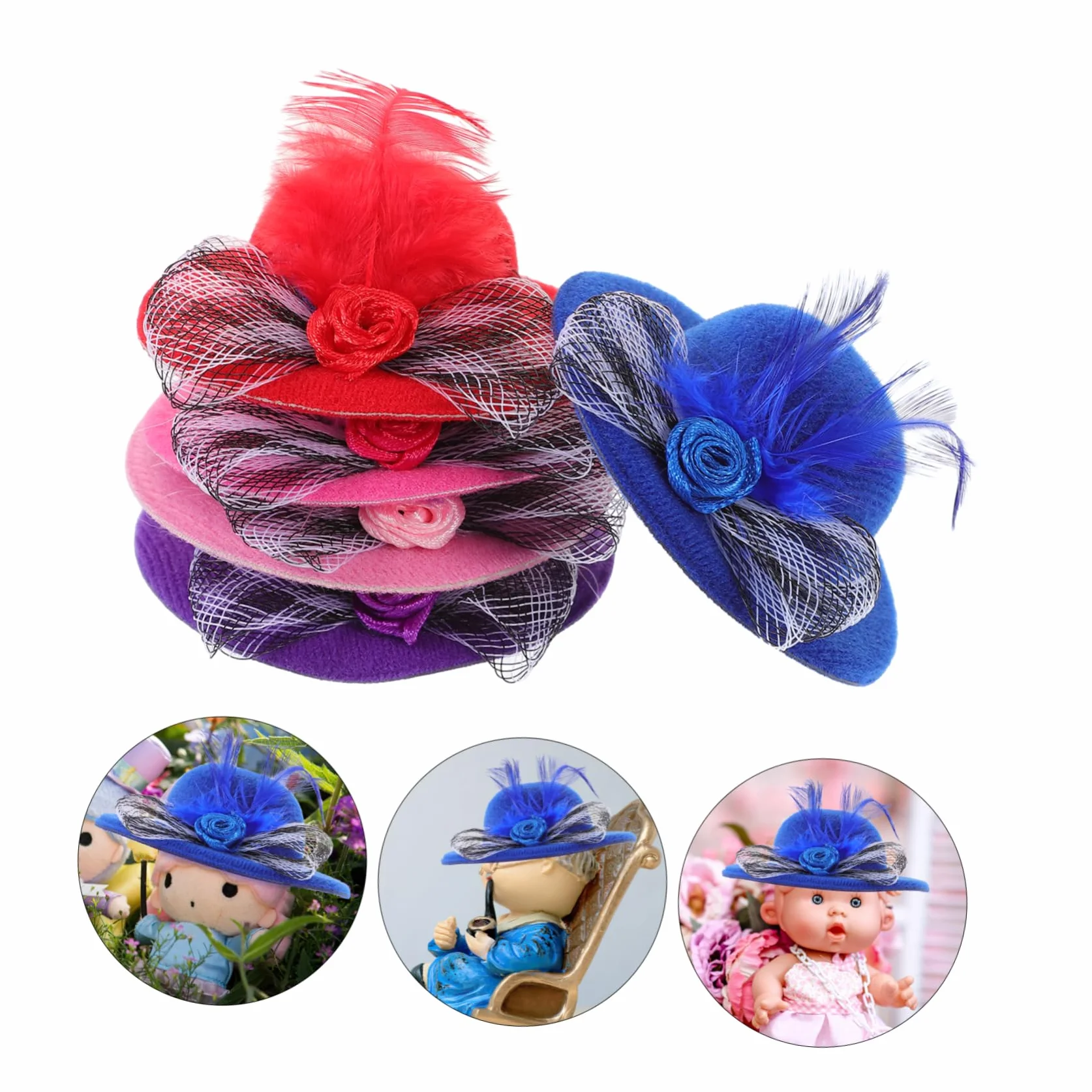 VICASKY 6 Cappelli Mini per Bambole da 6 Pezzi, Leggeri e Delicati, per Artigianato Fai da Te e Decorazioni Bambole