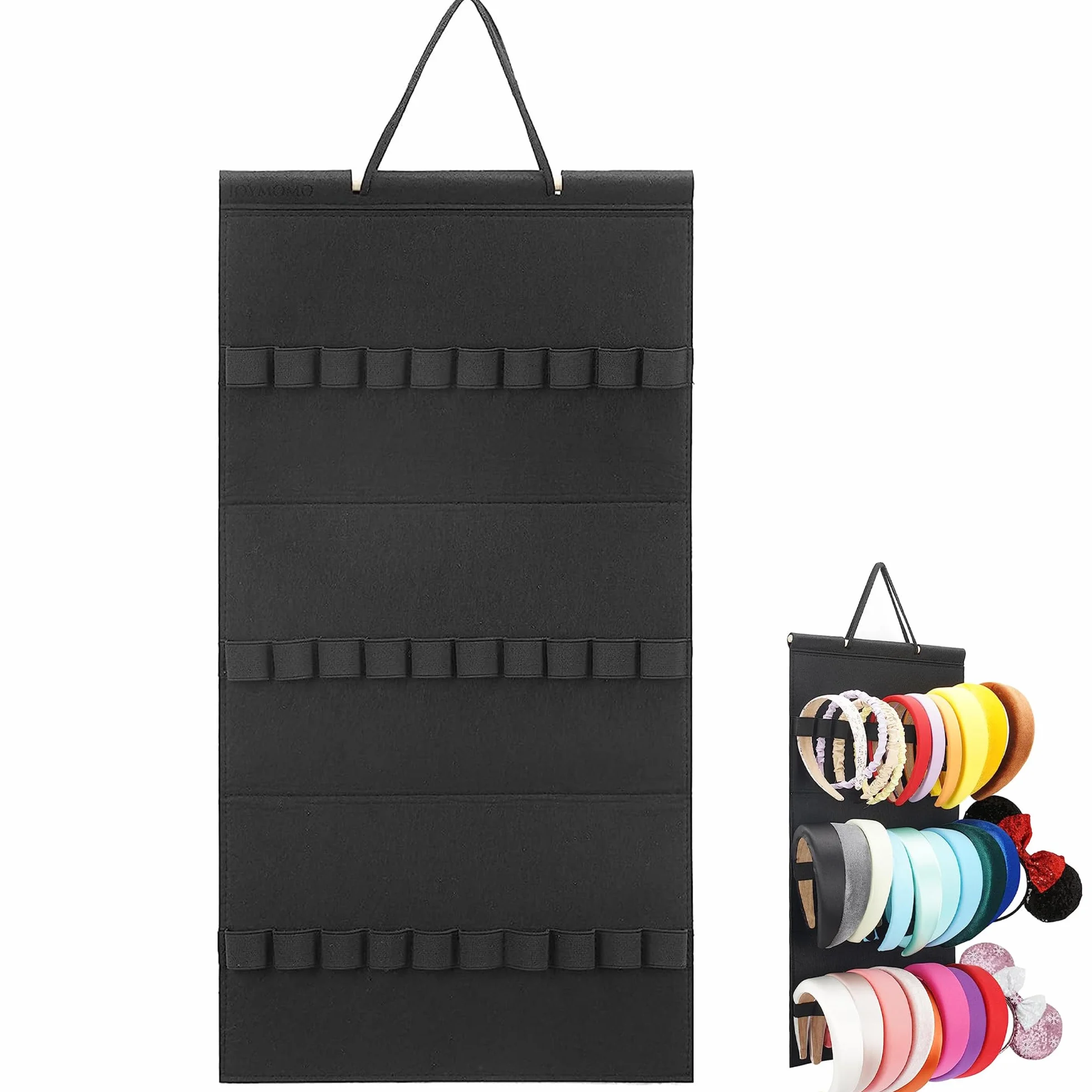 Organizzatore per fascia da appendere 30 ganci nero 59 x 30 cm