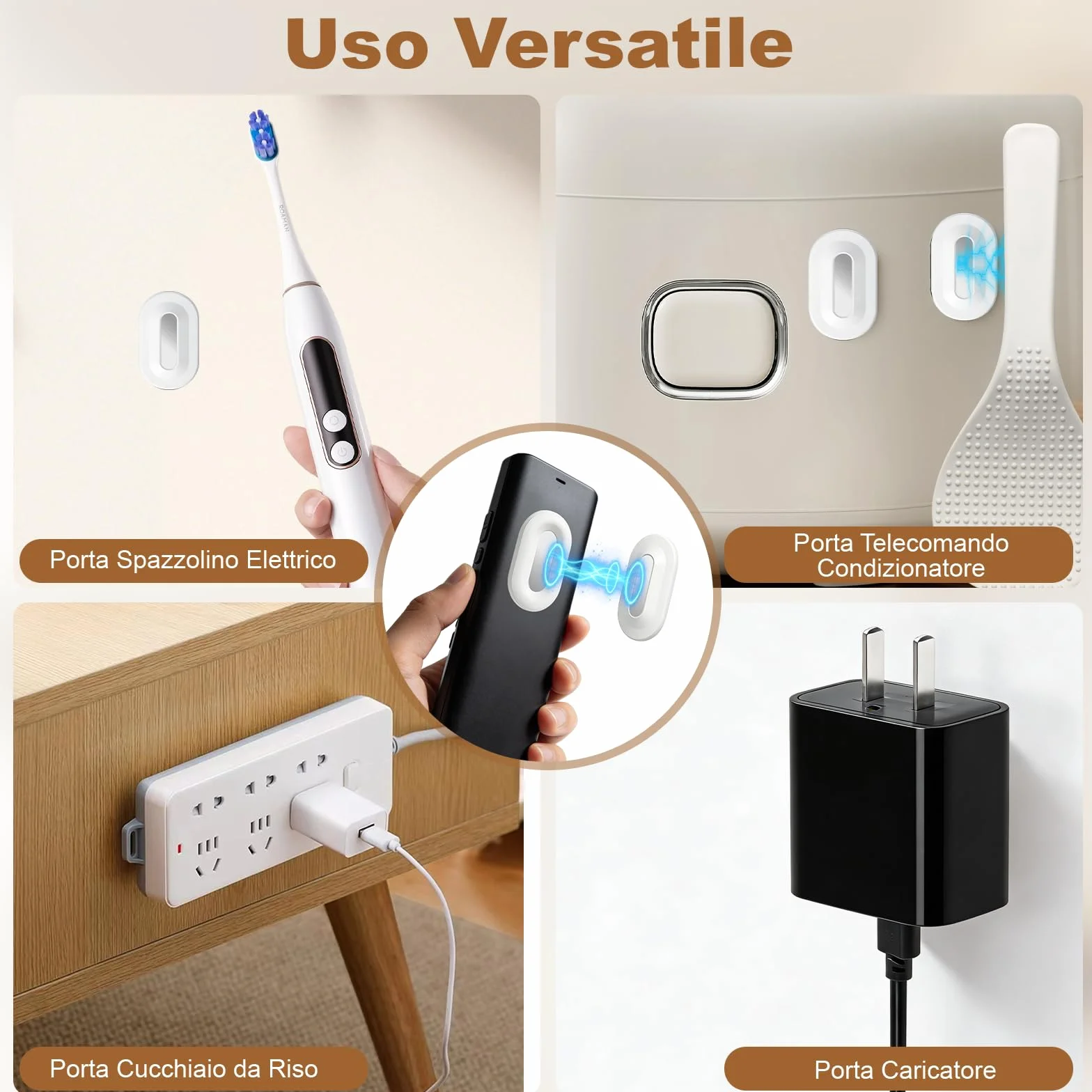 5 Set di Porta Magnetici per Telecomandi - Supporti Telecomando da Muro Adesivi con Doppio Magnete丨 Pratici Accessori per la TV (Bianco)