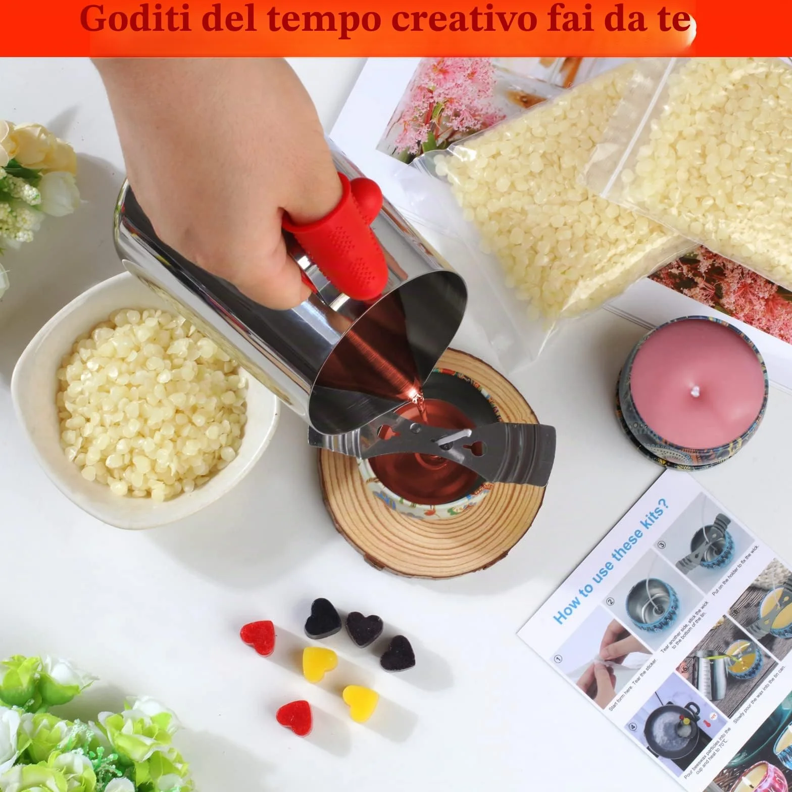 Kit per realizzare candele profumate fai da te, set di candele fai da te con profumo di cera d'api da, 8 barattoli per candele, 6 oli profumati, 8 blocchi coloranti, 500 ml, ecc. Crea le tue candele