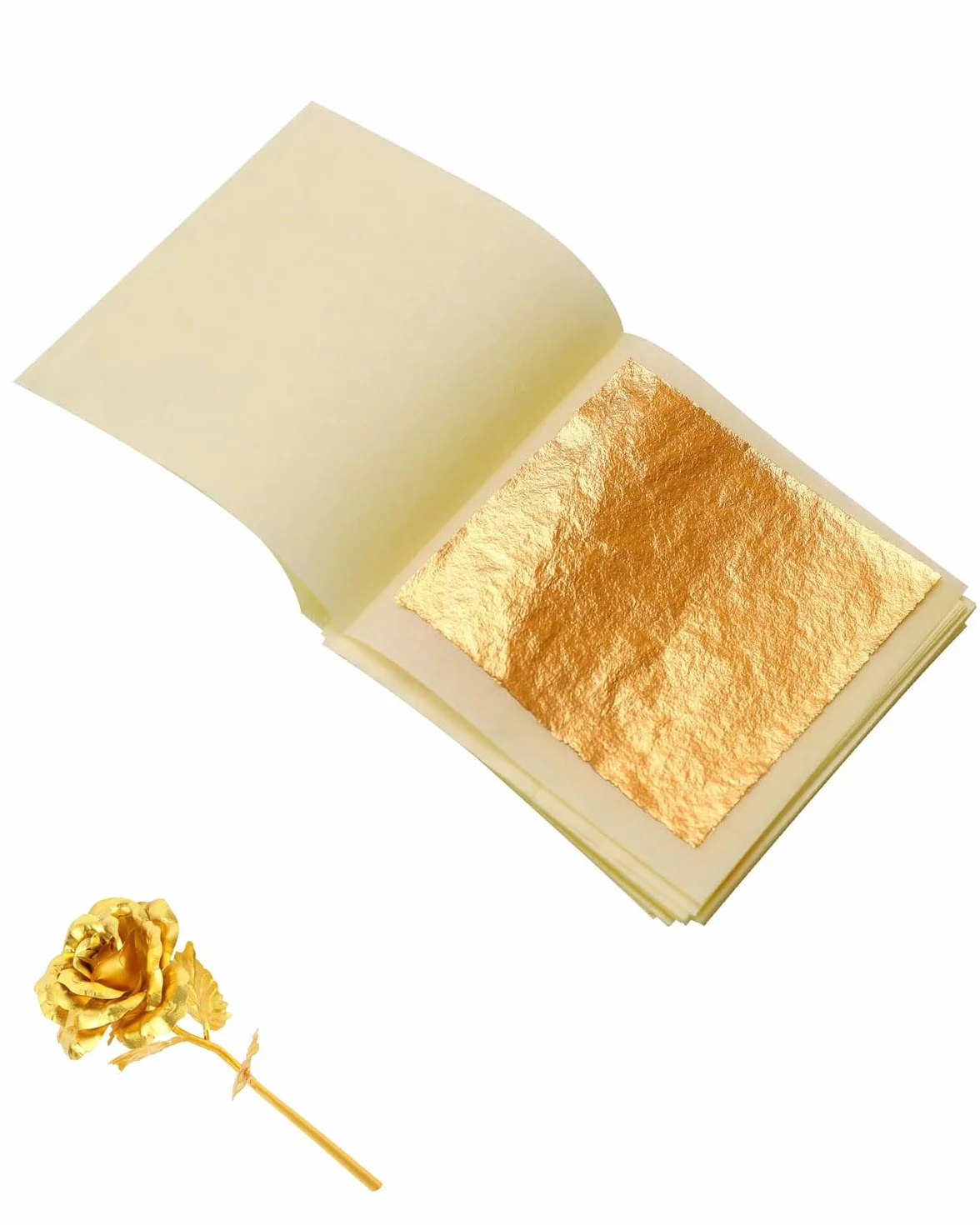 DAFNE 10 fogli di foglia d'oro 24K commestibile - foglia d'oro autentica, adatta per dolci, decorazioni di torte, pasticcini e cioccolatini - foglia d'oro per uso alimentare, adatta per creazioni