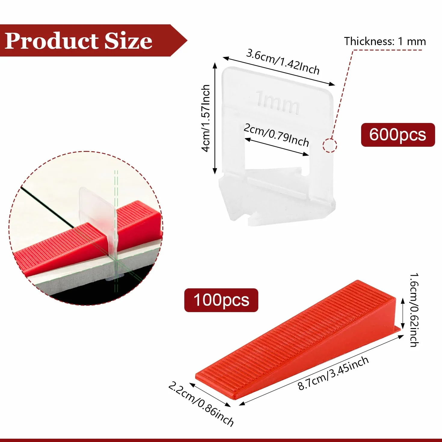 700 Pezzi Croisillon Tile Autolivellante Cuneo Piastrella Croisillon con Base 1mm per Posa Riutilizzabile