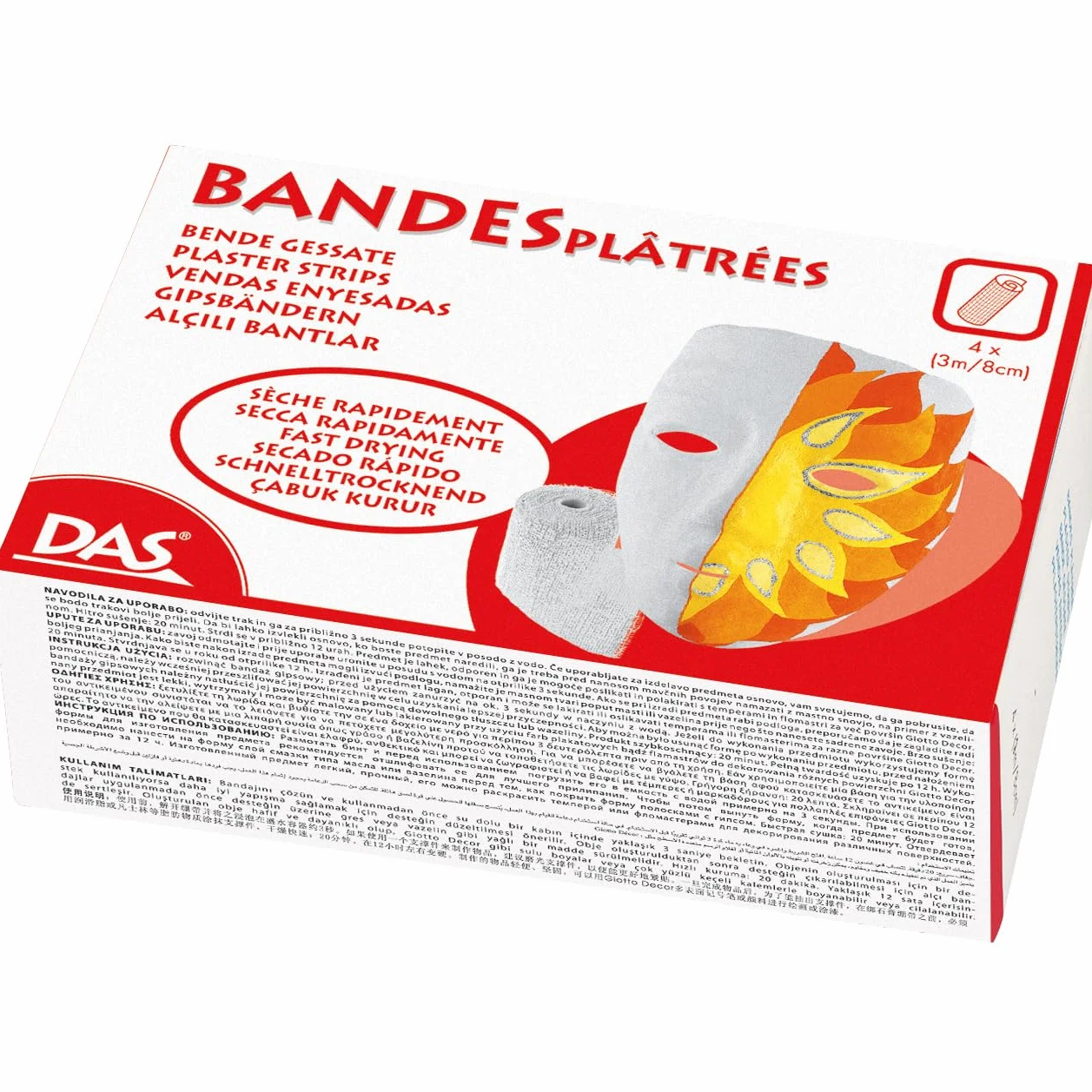 Das 6881 00 - Bande gessate in confezione da 4 pezzi, 3 m x 8 cm