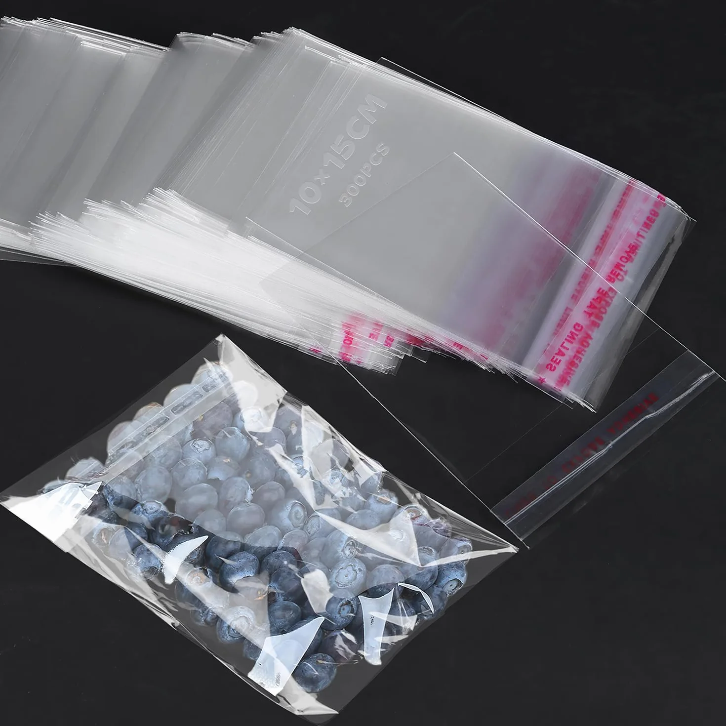 Sacchetti Cellophane 300Pcs Sacchetti Di Cellophane Trasparente 10 * 12+3cm Autoadesivi Bustine Trasparenti Sacchettini Trasparenti Per Vestiti Prodotti Da Forno Regali Di Nozze Feste