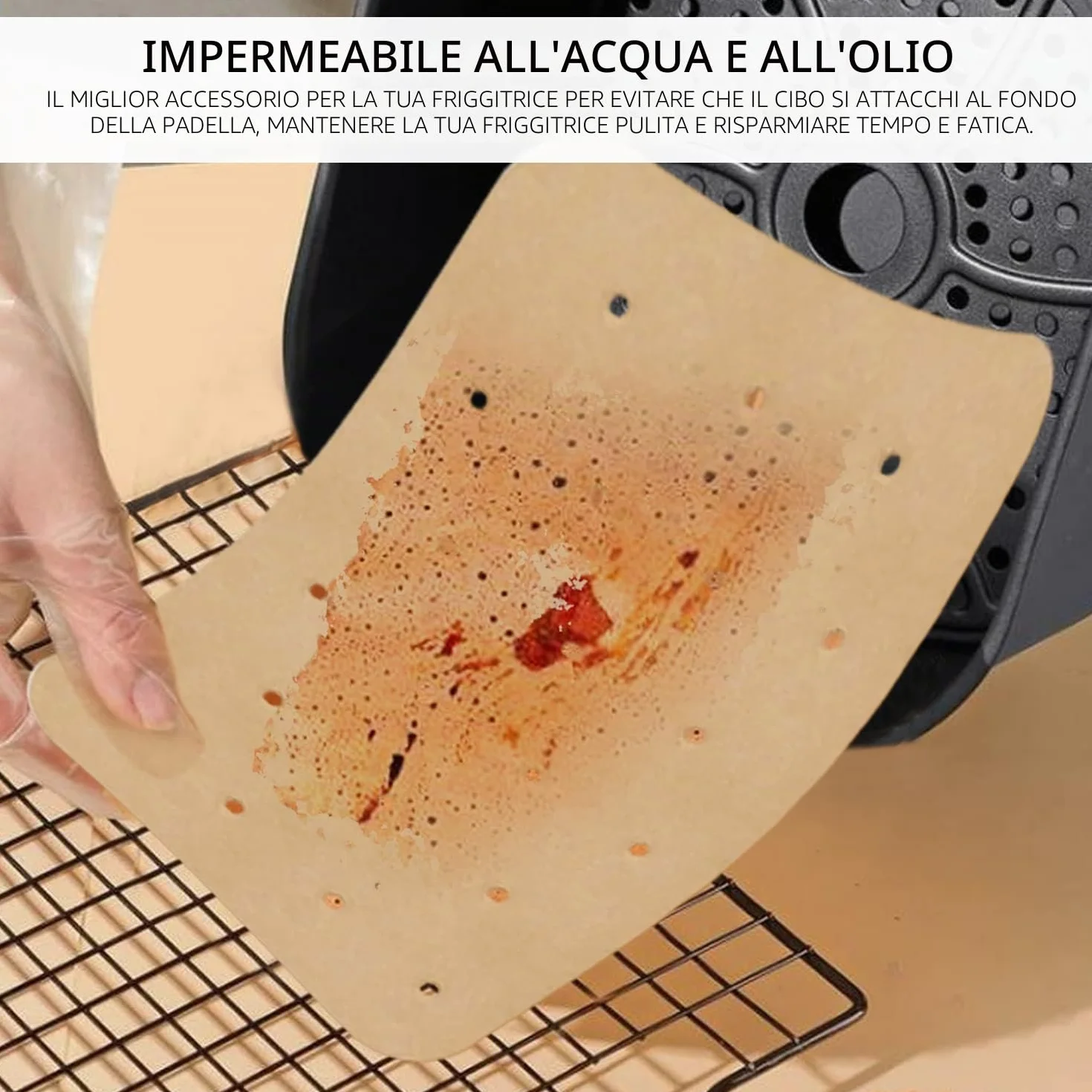120 fogli di inserti per friggitrice ad aria, inserti in carta pergamena, carta forno perforata, carta da cucina per oli, inserti antiaderenti per friggitrice ad aria per friggitrice ad aria, forno