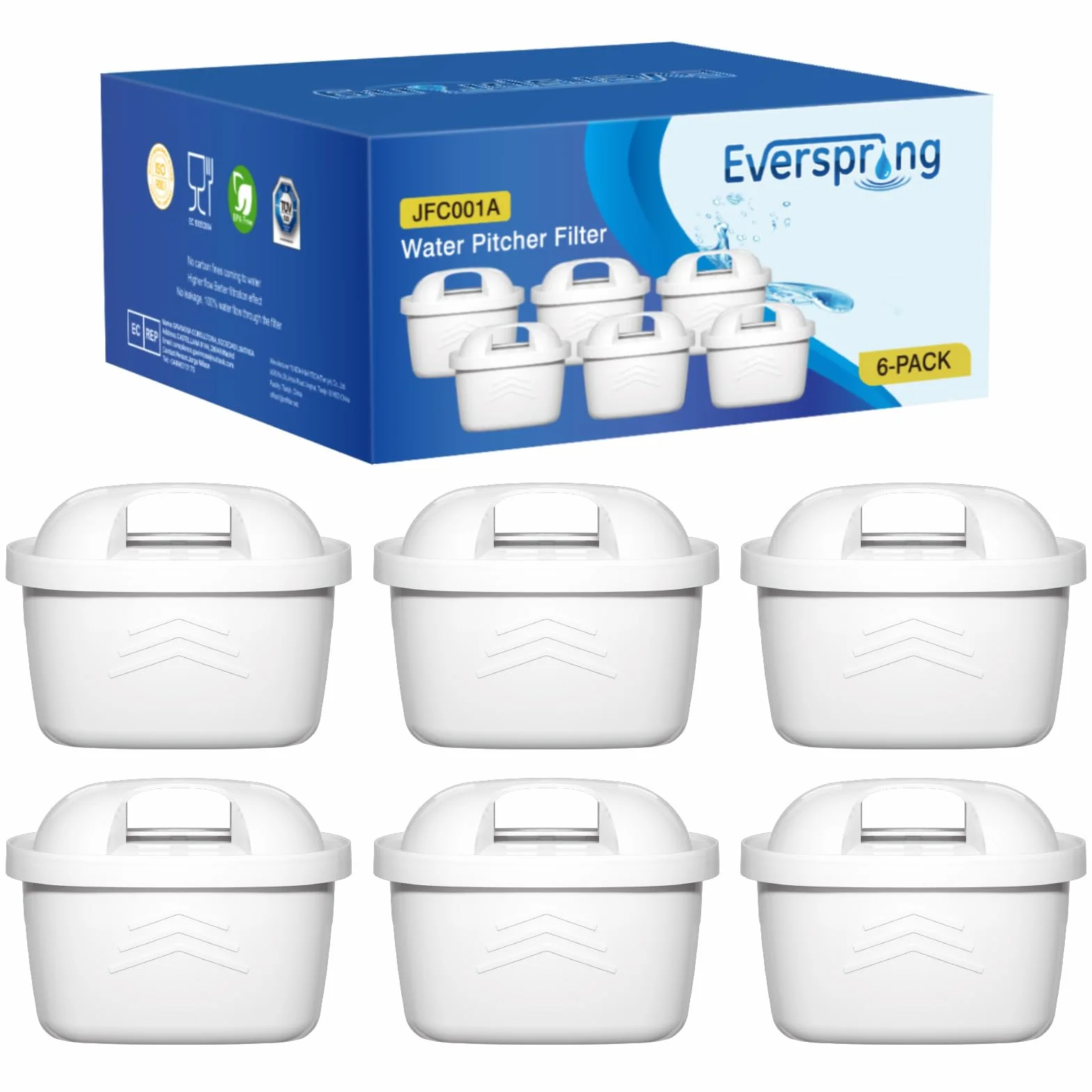EVERSPRING Filtro per bollitore Compatibile Brita Maxtra+ Maxtra Plus Mavea Anna Duomax 6 pezzi
