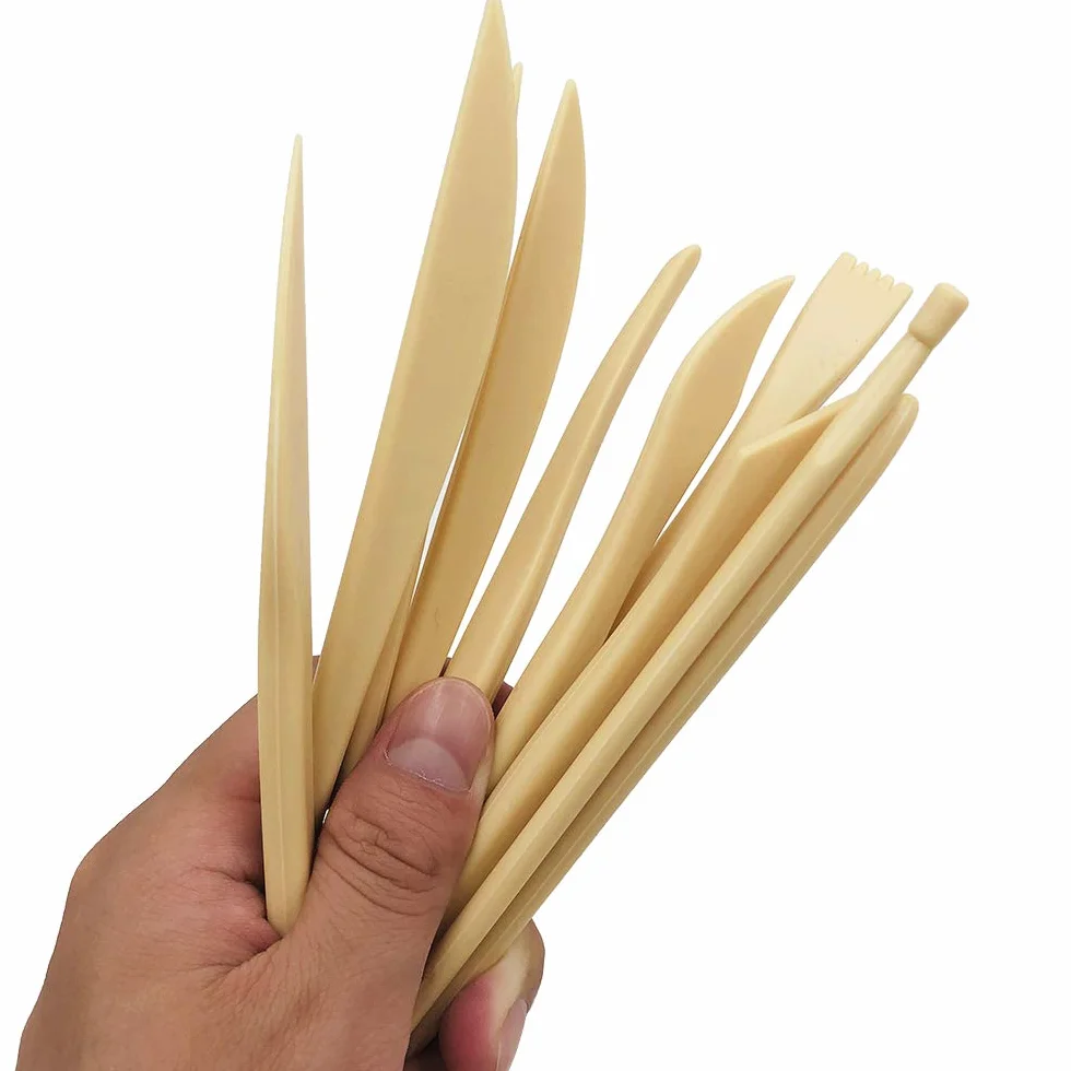 22 strumenti per scultura in argilla, manico in legno, utensili per intagliare la ceramica, metallo e strumenti per modellare l'argilla in plastica, per sculture in ceramica