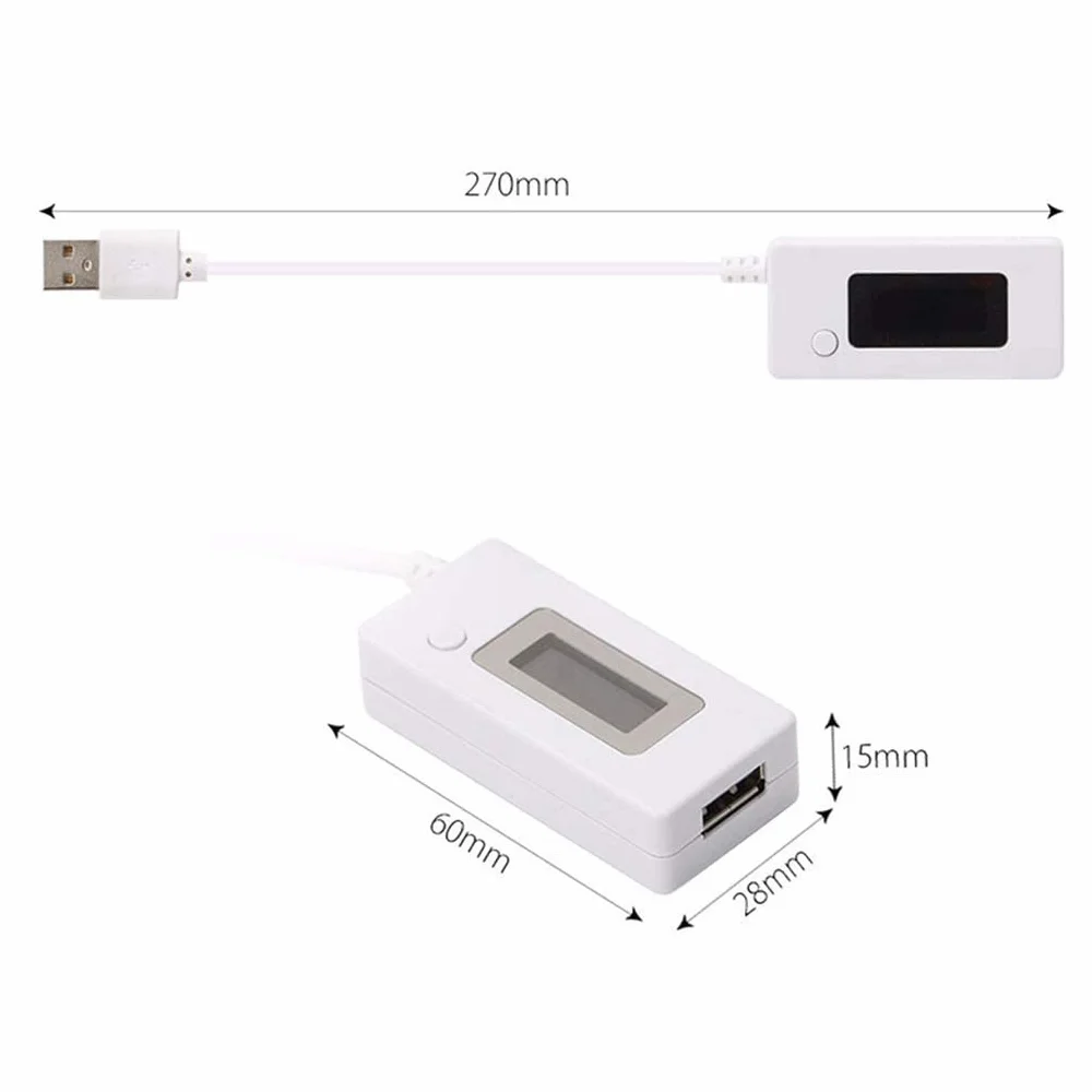 ARCELI Retroilluminazione LCD a coda bianca Display digitale LCD Misuratore di voltaggio di carica amperometro con amperometro USB
